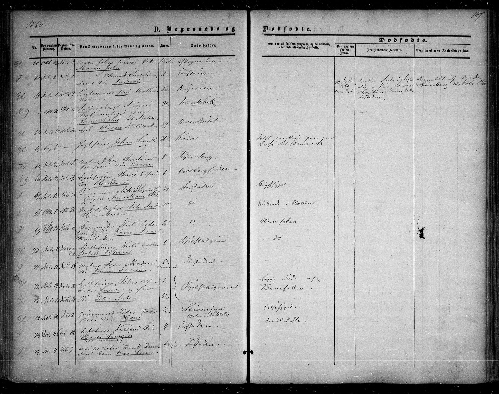 Glemmen prestekontor Kirkebøker, SAO/A-10908/F/Fa/L0007: Parish register (official) no. 7, 1853-1862, p. 167