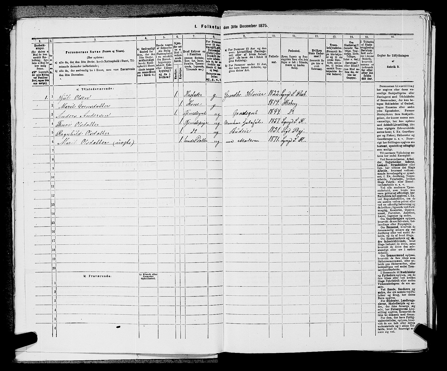 SAKO, 1875 census for 0631P Flesberg, 1875, p. 545