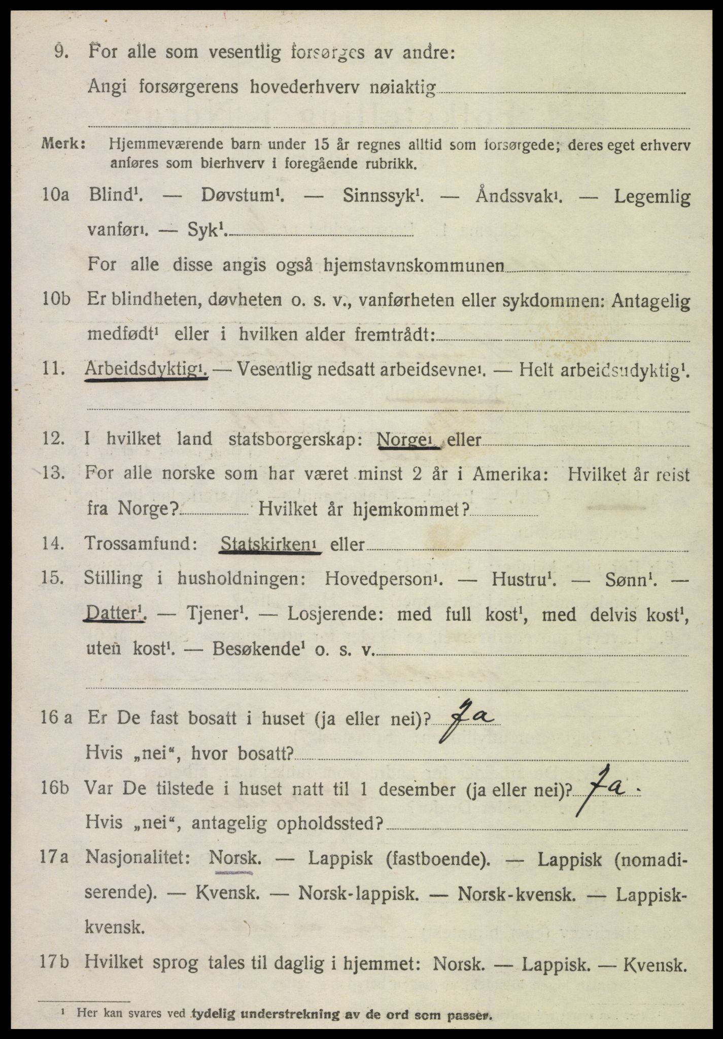 SAT, 1920 census for Tydal, 1920, p. 1570