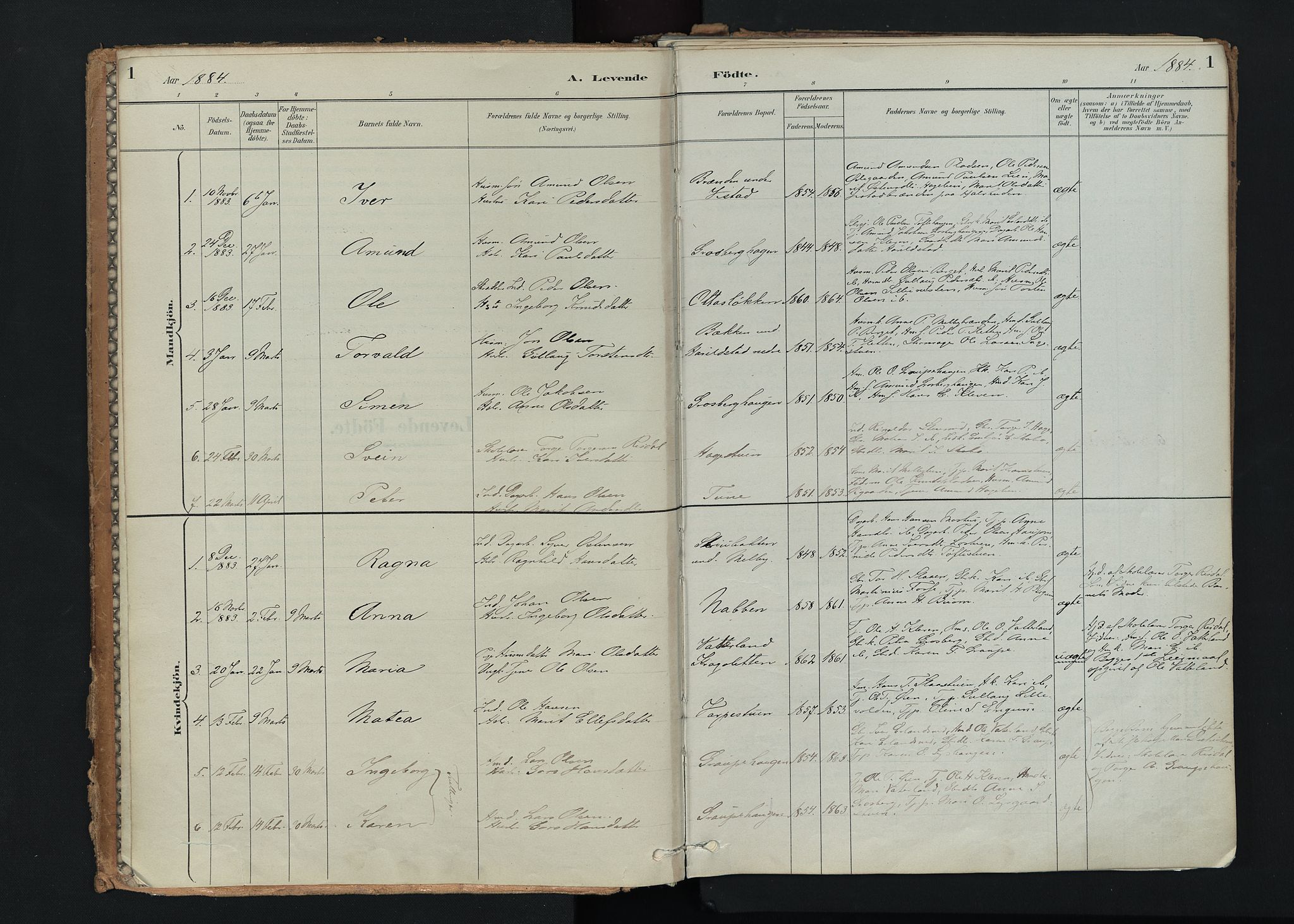 Nord-Fron prestekontor, SAH/PREST-080/H/Ha/Haa/L0005: Parish register (official) no. 5, 1884-1914, p. 1