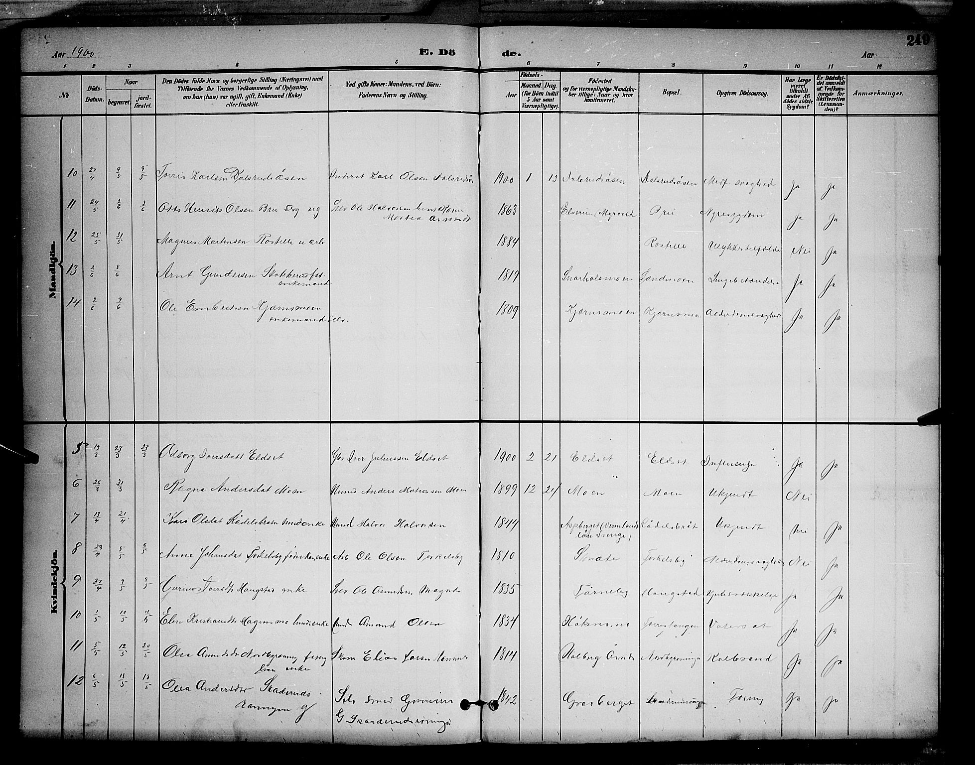 Våler prestekontor, Hedmark, AV/SAH-PREST-040/H/Ha/Hab/L0001: Parish register (copy) no. 1, 1894-1904, p. 249