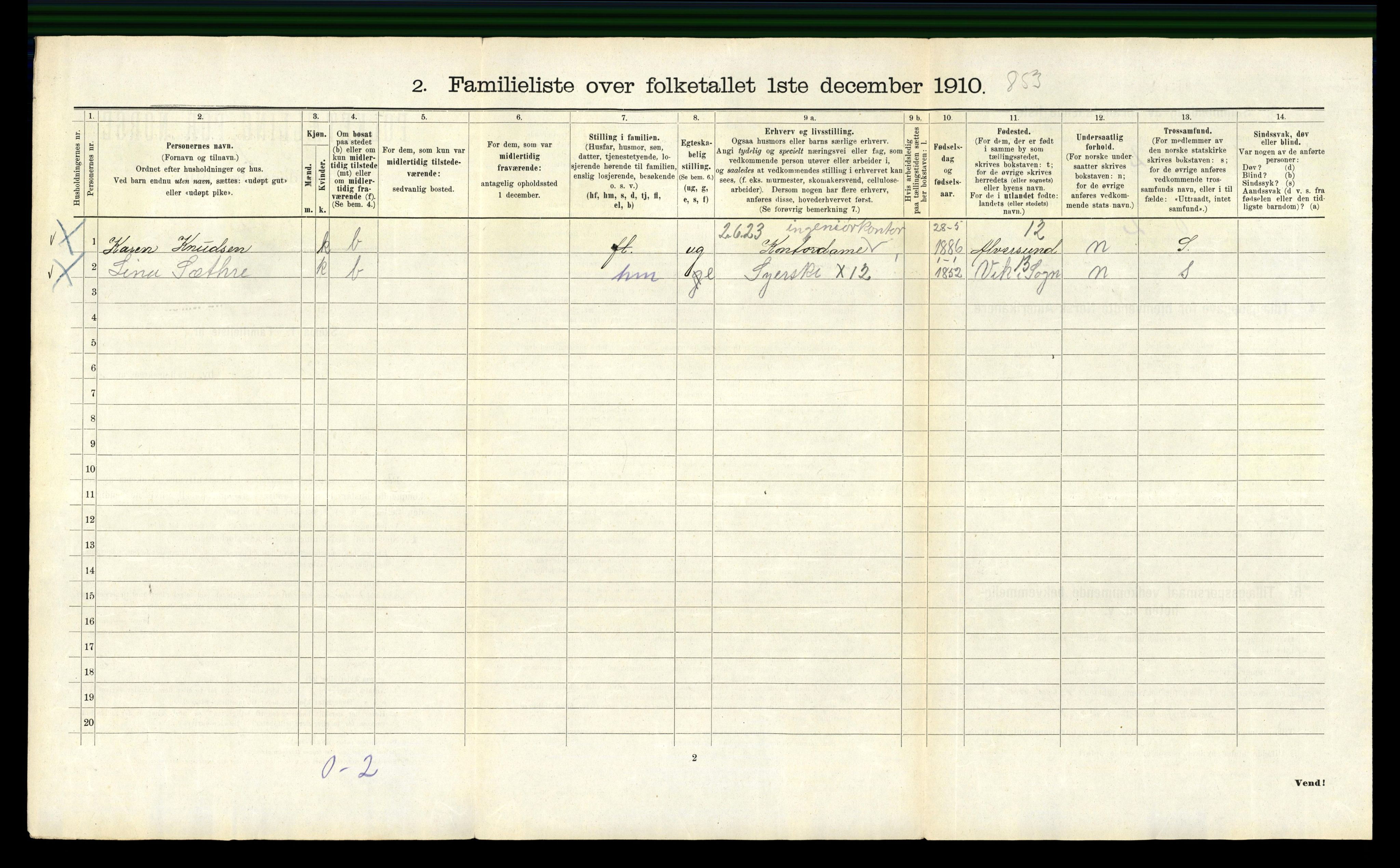 RA, 1910 census for Bergen, 1910, p. 3598