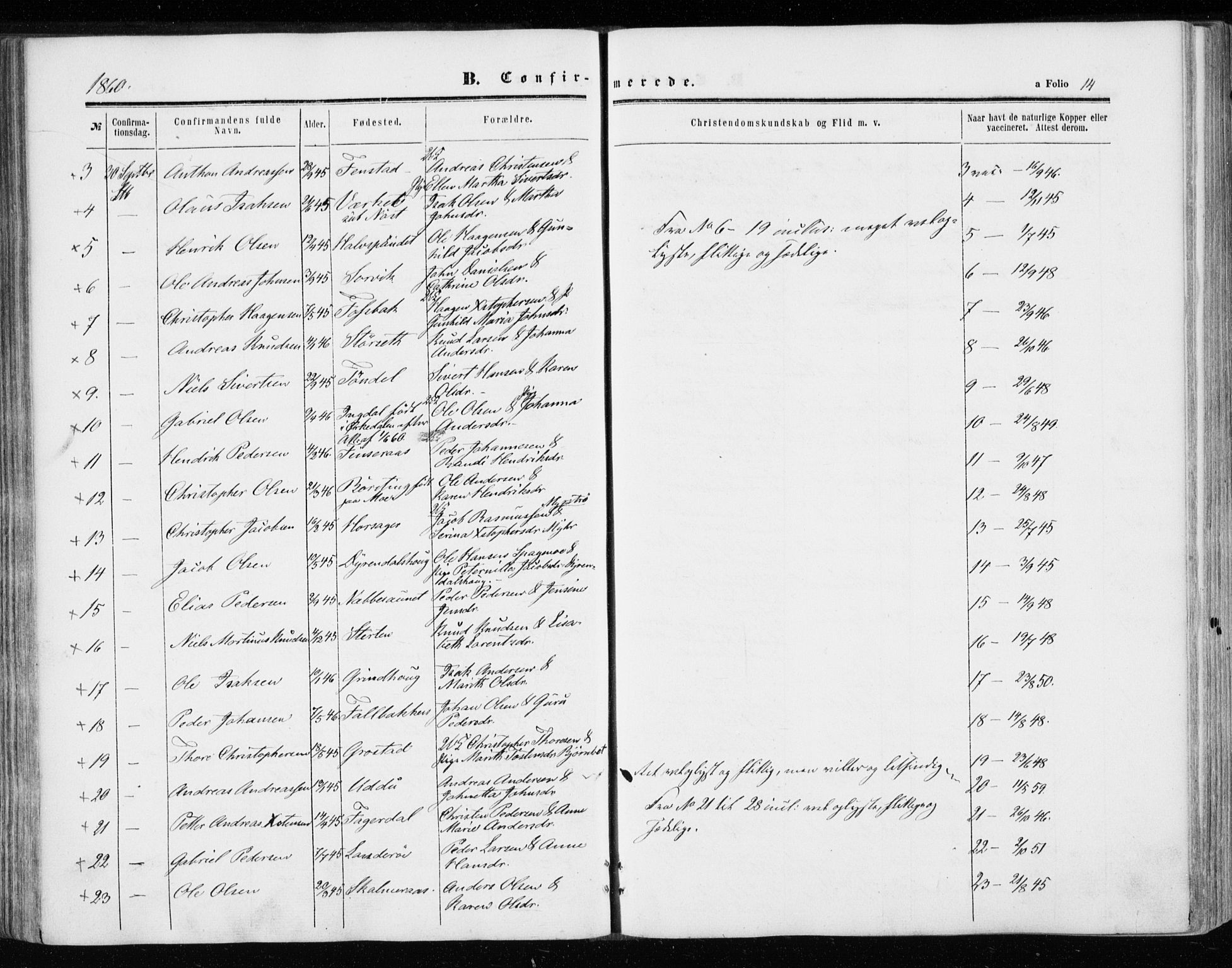 Ministerialprotokoller, klokkerbøker og fødselsregistre - Sør-Trøndelag, SAT/A-1456/646/L0612: Parish register (official) no. 646A10, 1858-1869, p. 14
