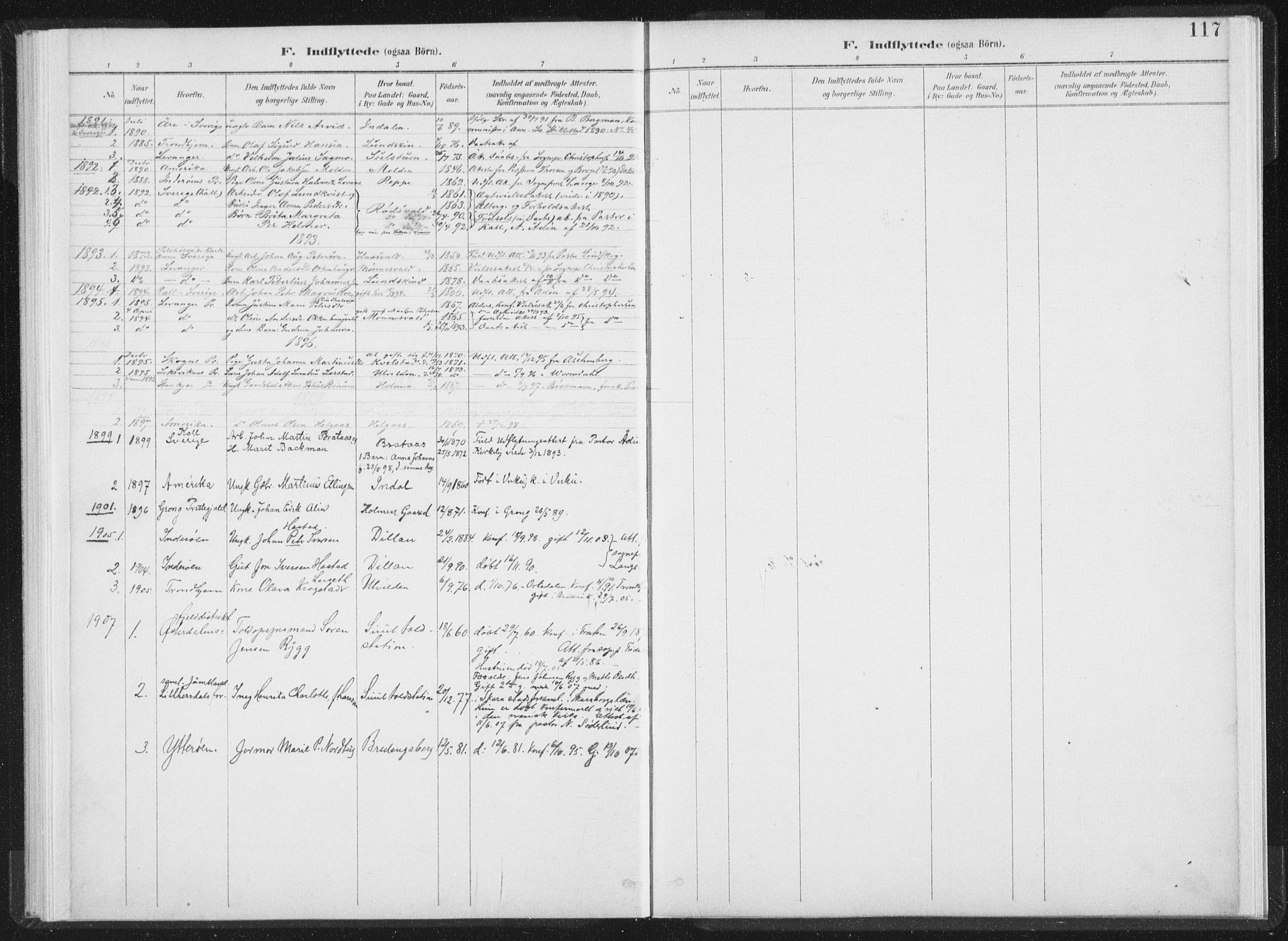 Ministerialprotokoller, klokkerbøker og fødselsregistre - Nord-Trøndelag, SAT/A-1458/724/L0263: Parish register (official) no. 724A01, 1891-1907, p. 117
