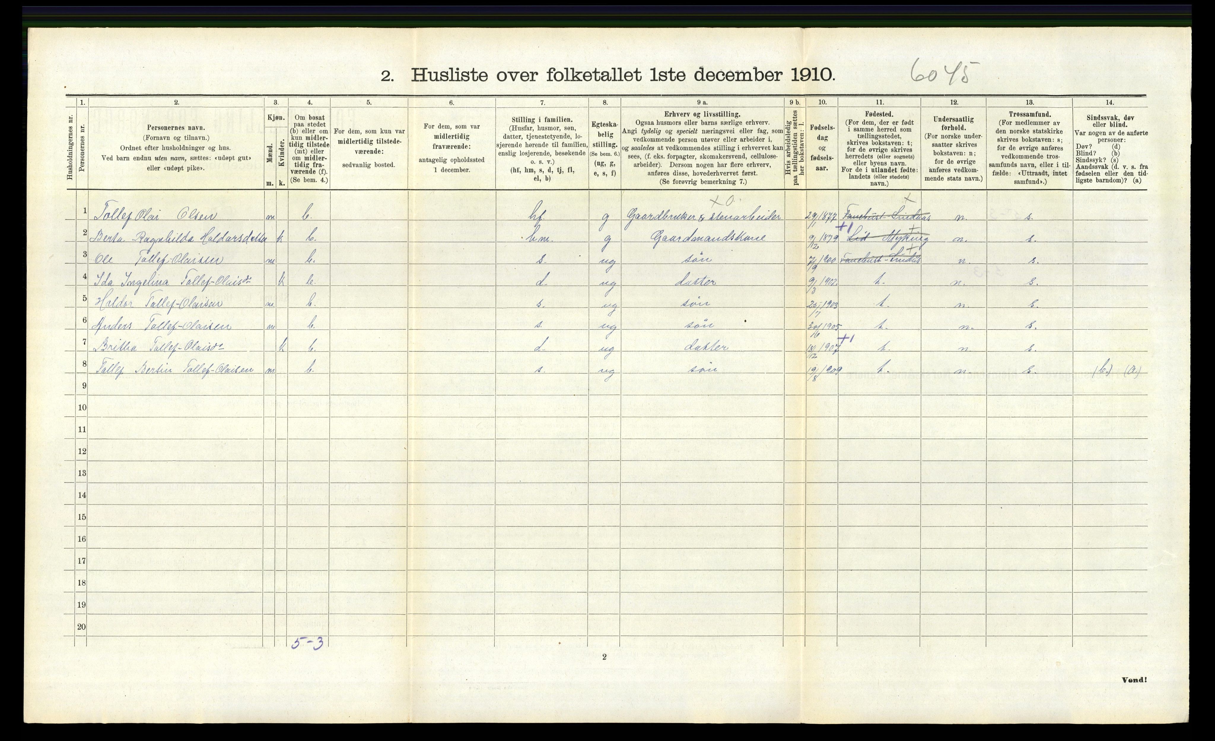 RA, 1910 census for Lindås, 1910, p. 955