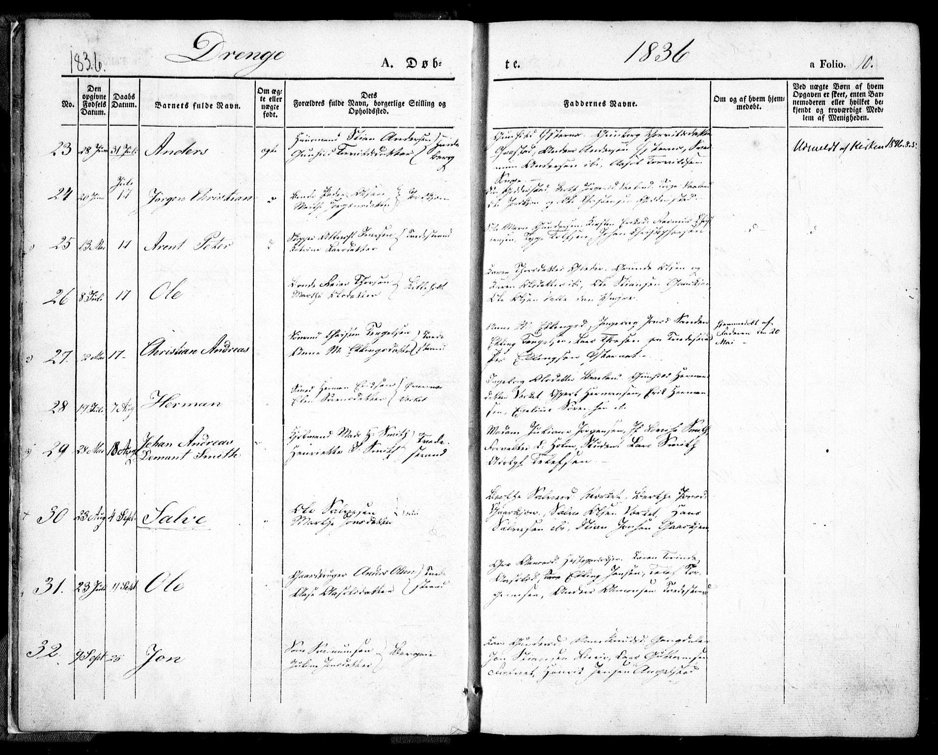 Holt sokneprestkontor, AV/SAK-1111-0021/F/Fa/L0007: Parish register (official) no. A 7, 1836-1848, p. 10