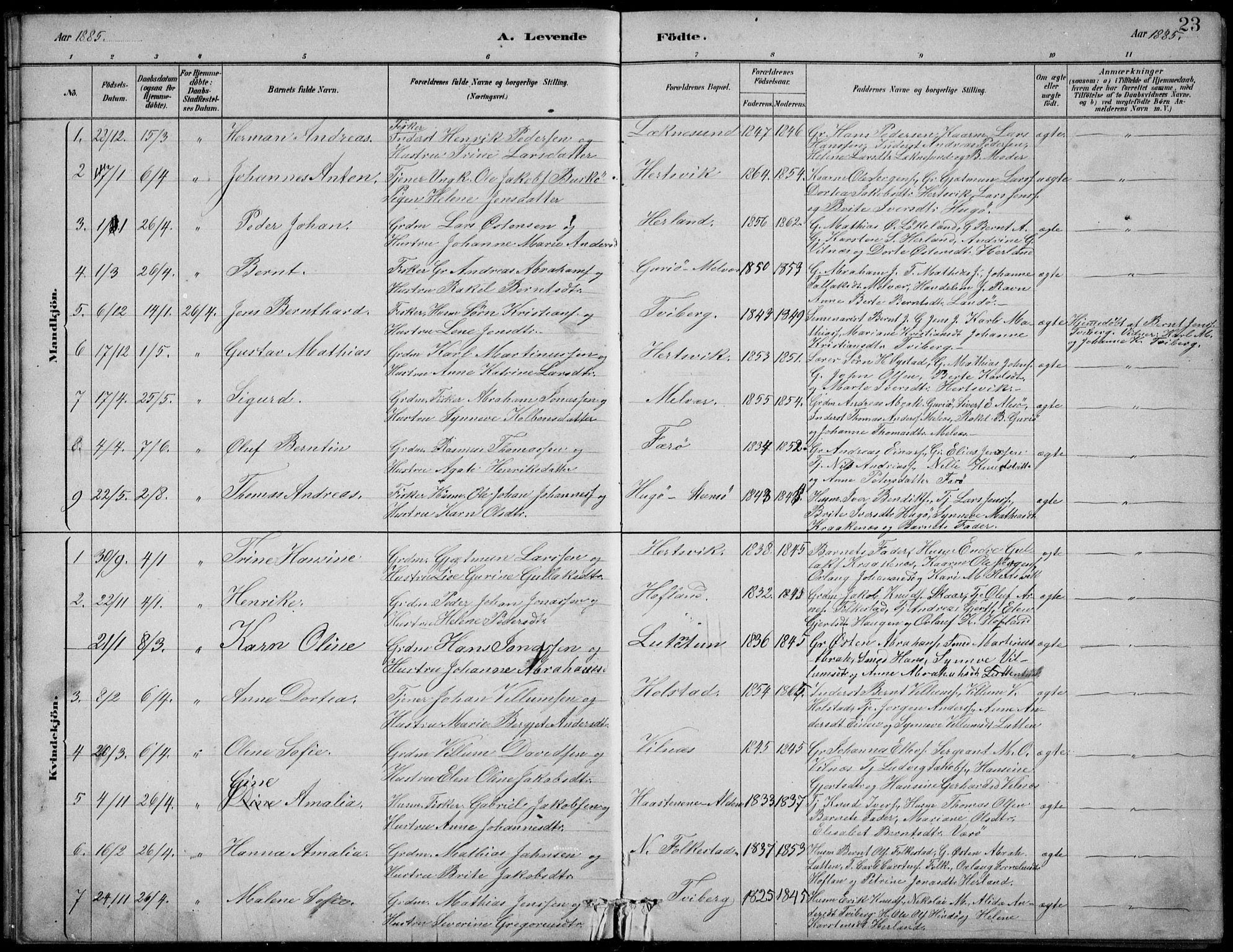 Askvoll sokneprestembete, SAB/A-79501/H/Hab/Habb/L0001: Parish register (copy) no. B 1, 1879-1909, p. 23