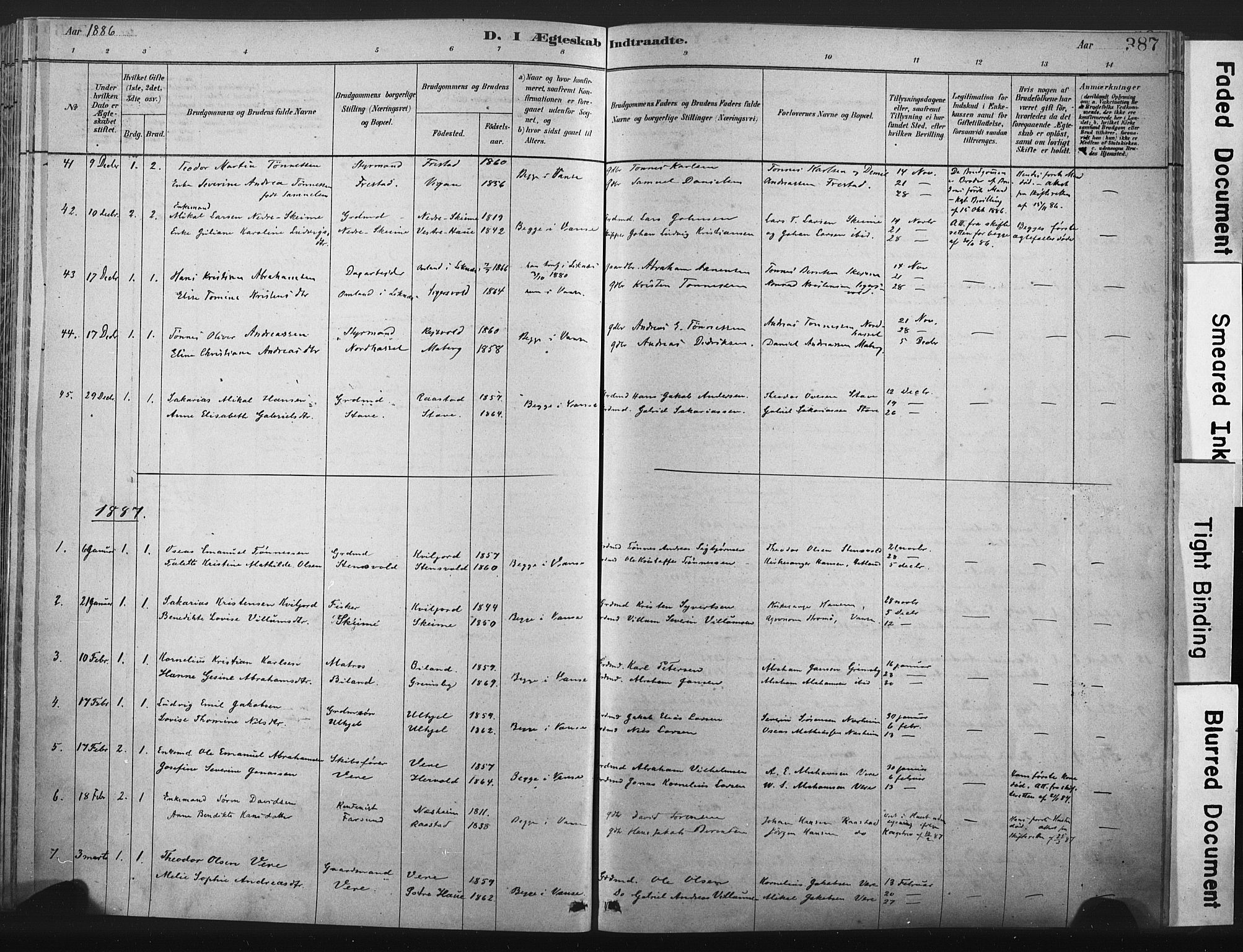 Lista sokneprestkontor, SAK/1111-0027/F/Fa/L0012: Parish register (official) no. A 12, 1879-1903, p. 387