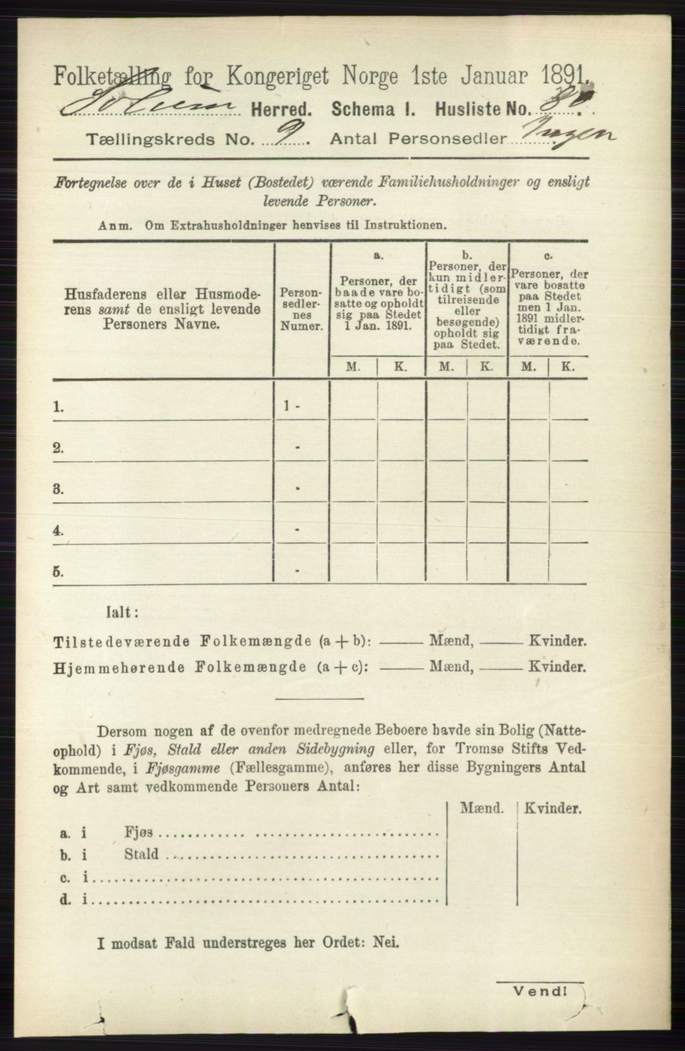 RA, 1891 census for 0818 Solum, 1891, p. 1936