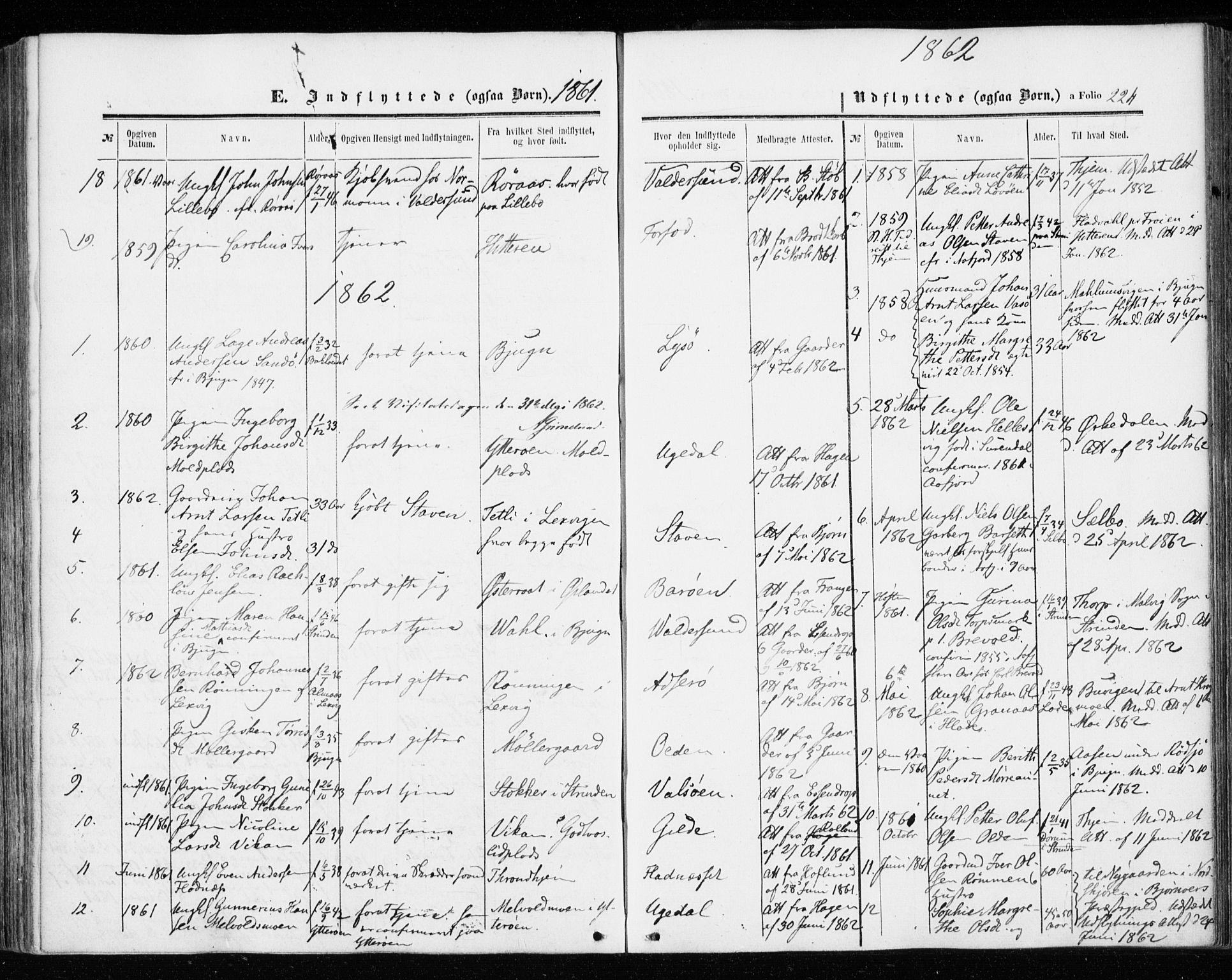 Ministerialprotokoller, klokkerbøker og fødselsregistre - Sør-Trøndelag, SAT/A-1456/655/L0678: Parish register (official) no. 655A07, 1861-1873, p. 224