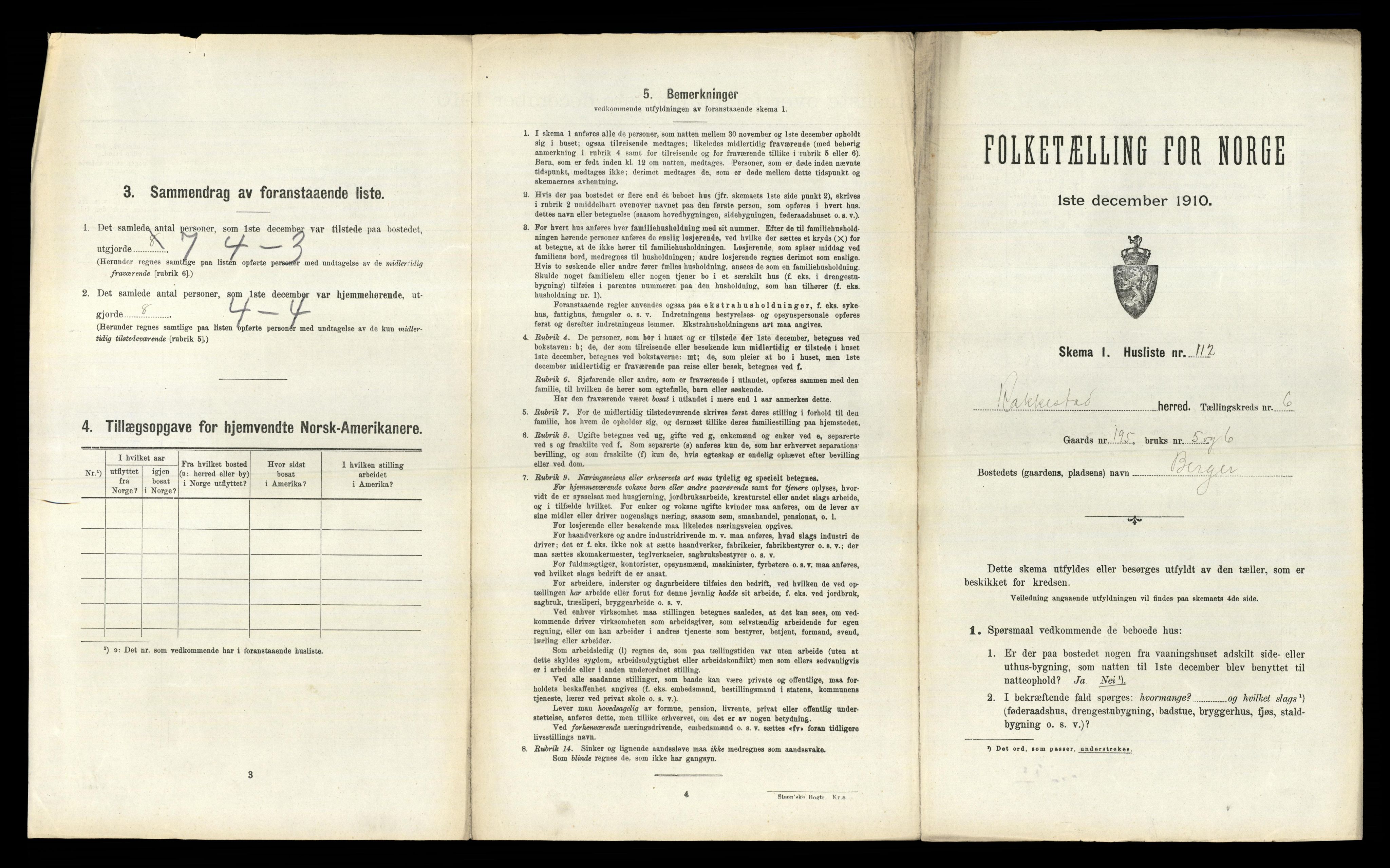 RA, 1910 census for Rakkestad, 1910, p. 1213