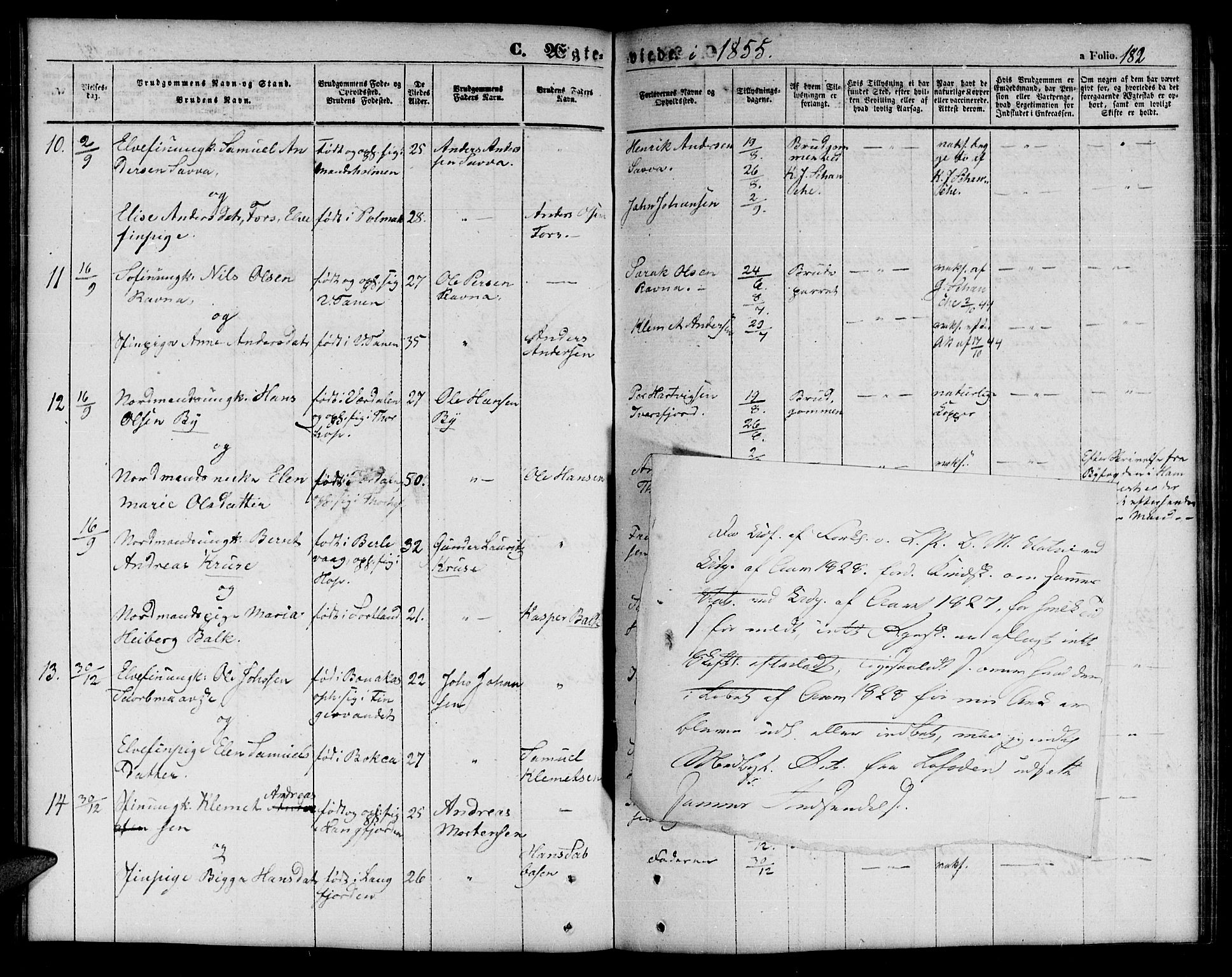 Tana sokneprestkontor, SATØ/S-1334/H/Hb/L0001klokker: Parish register (copy) no. 1 /1, 1853-1867, p. 182