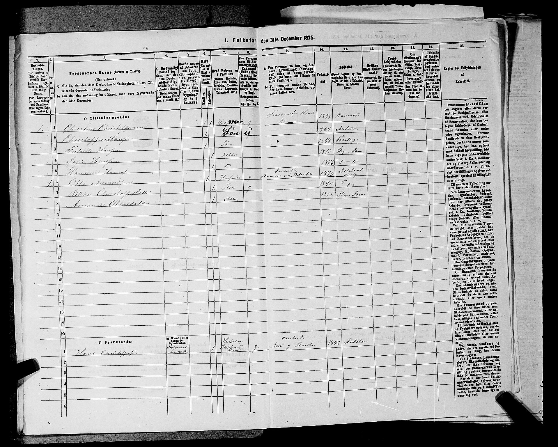 SAKO, 1875 census for 0721P Sem, 1875, p. 1958