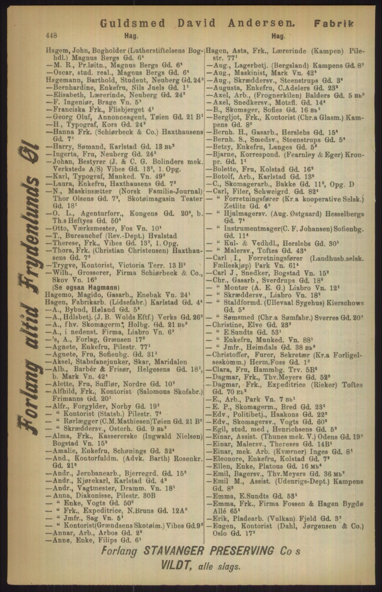Kristiania/Oslo adressebok, PUBL/-, 1911, p. 448