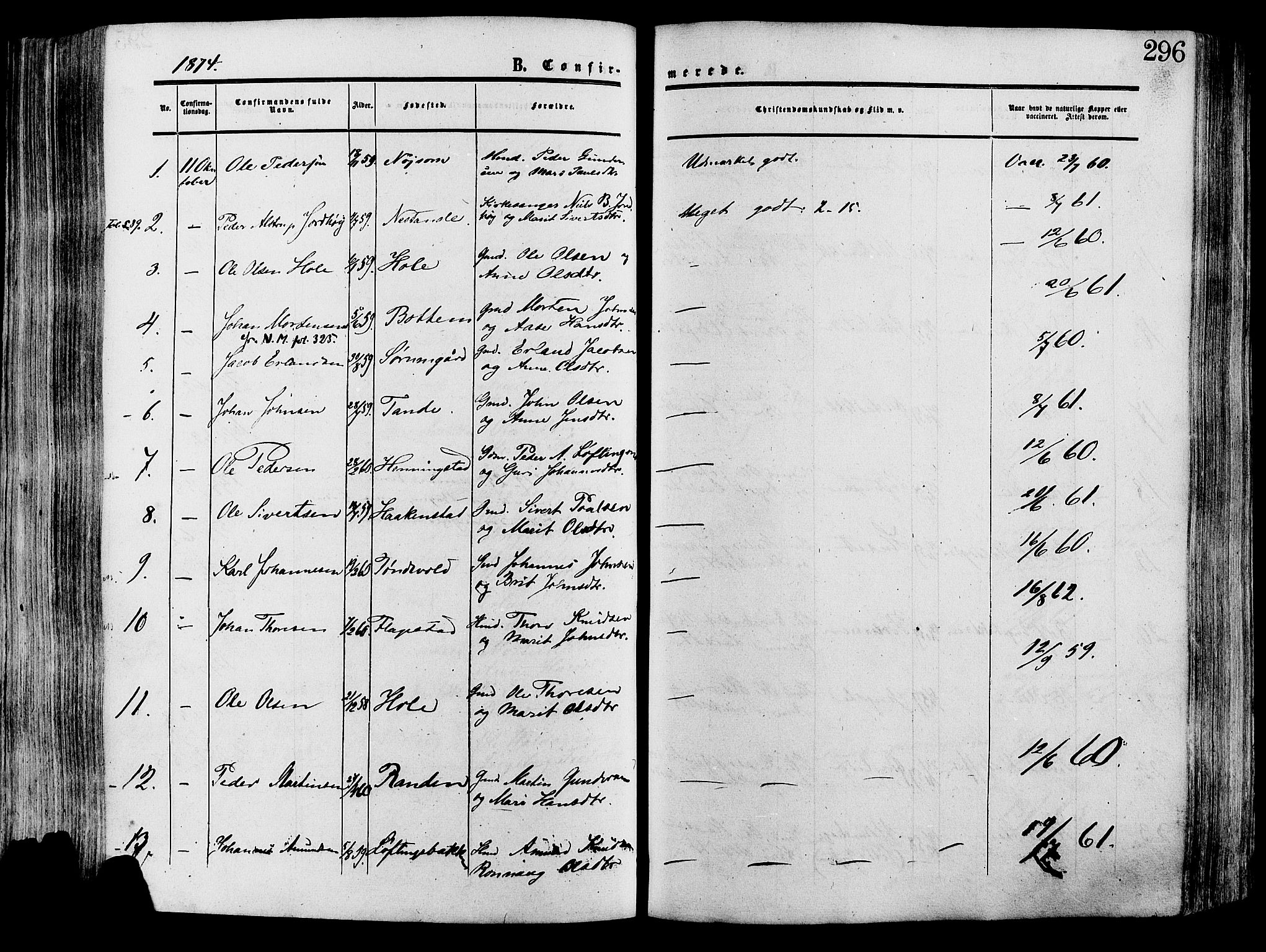 Lesja prestekontor, AV/SAH-PREST-068/H/Ha/Haa/L0008: Parish register (official) no. 8, 1854-1880, p. 296