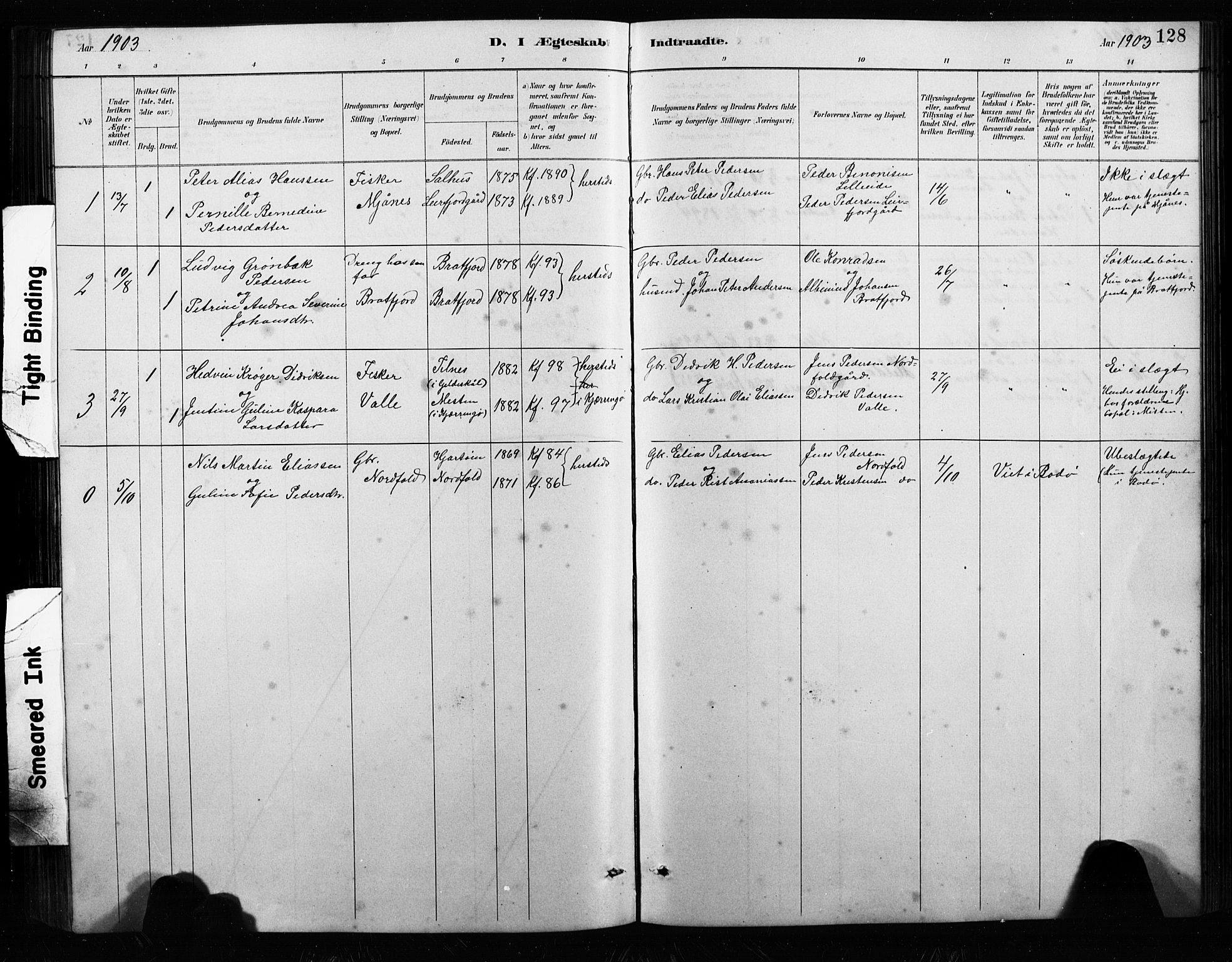 Ministerialprotokoller, klokkerbøker og fødselsregistre - Nordland, AV/SAT-A-1459/858/L0834: Parish register (copy) no. 858C01, 1884-1904, p. 128