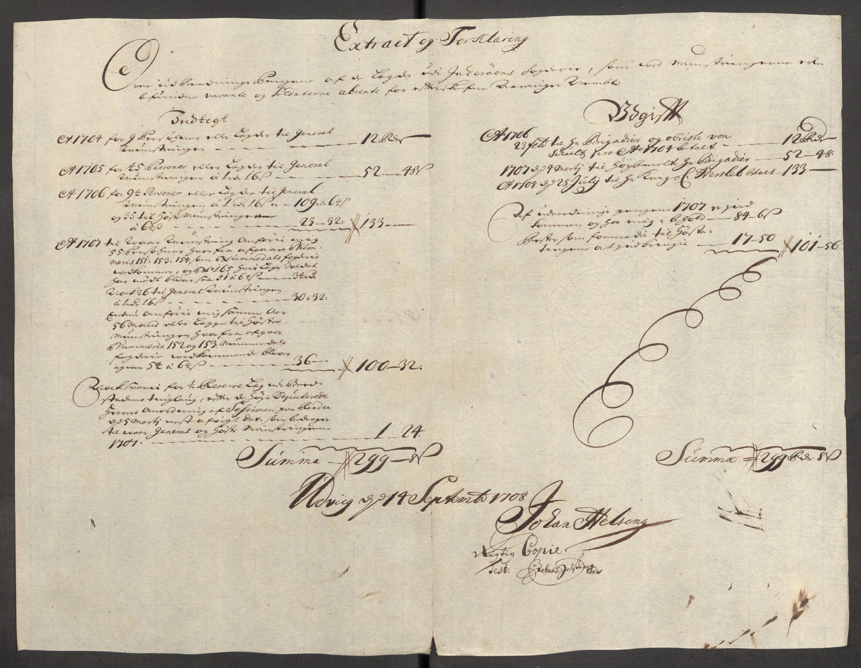 Rentekammeret inntil 1814, Reviderte regnskaper, Fogderegnskap, AV/RA-EA-4092/R63/L4316: Fogderegnskap Inderøy, 1708, p. 190