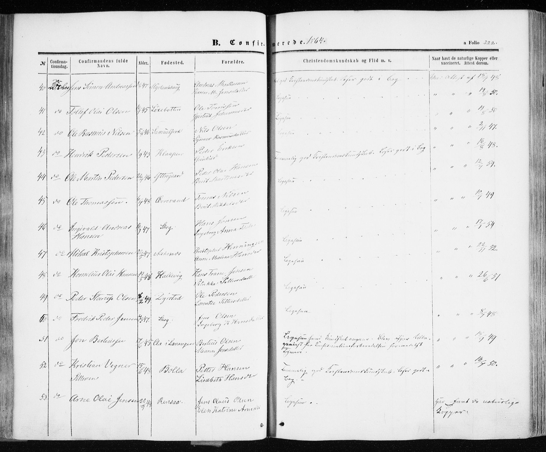 Ibestad sokneprestembete, AV/SATØ-S-0077/H/Ha/Haa/L0009kirke: Parish register (official) no. 9, 1859-1868, p. 222