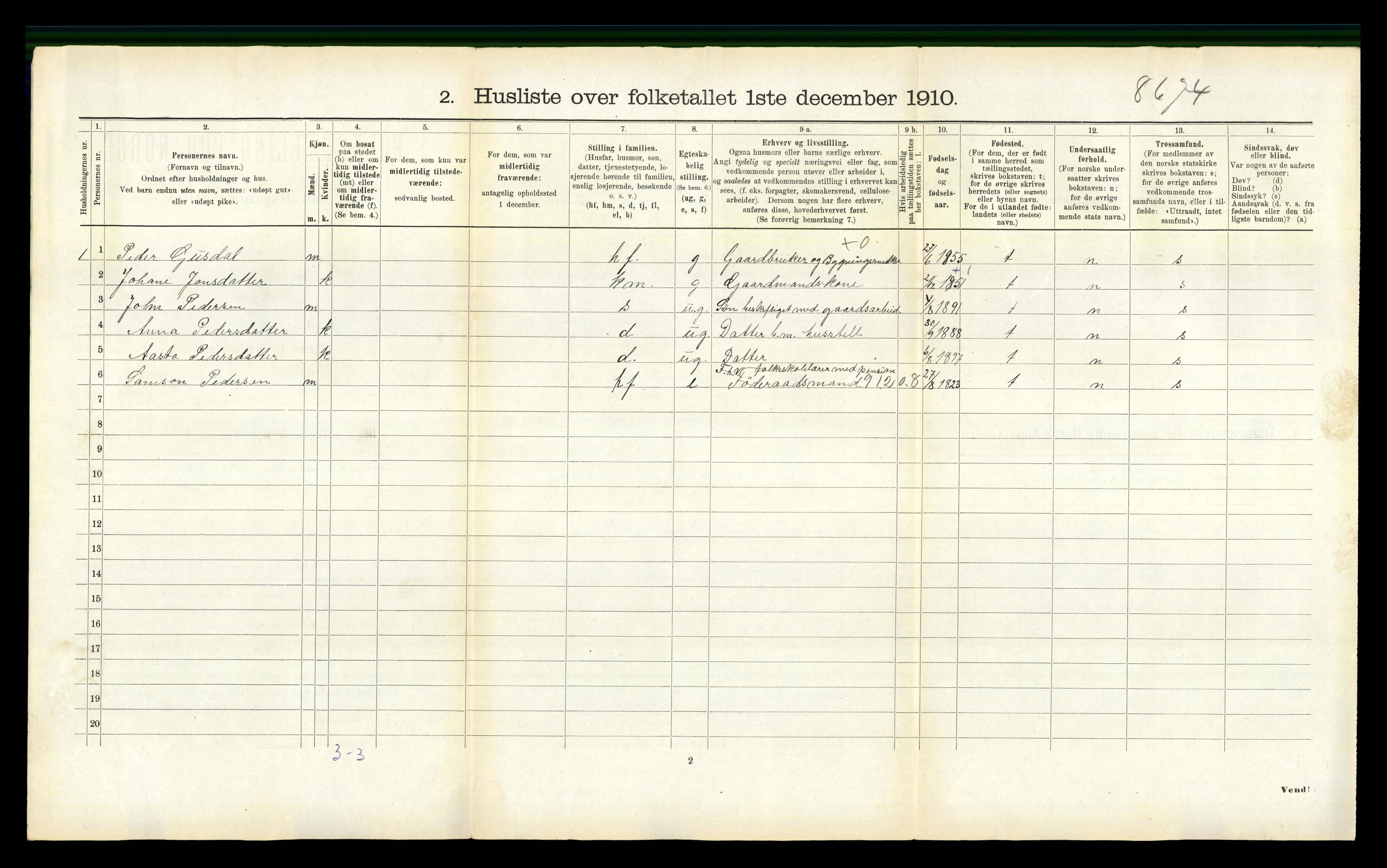 RA, 1910 census for Vanylven, 1910, p. 686