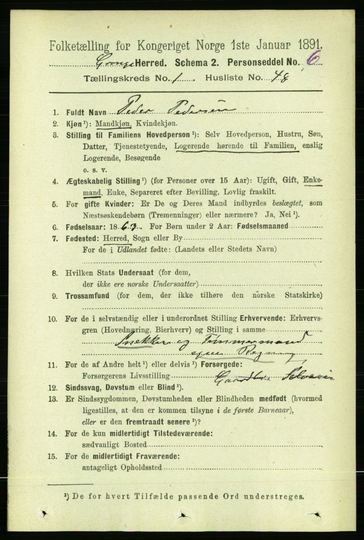 RA, 1891 census for 1742 Grong, 1891, p. 422