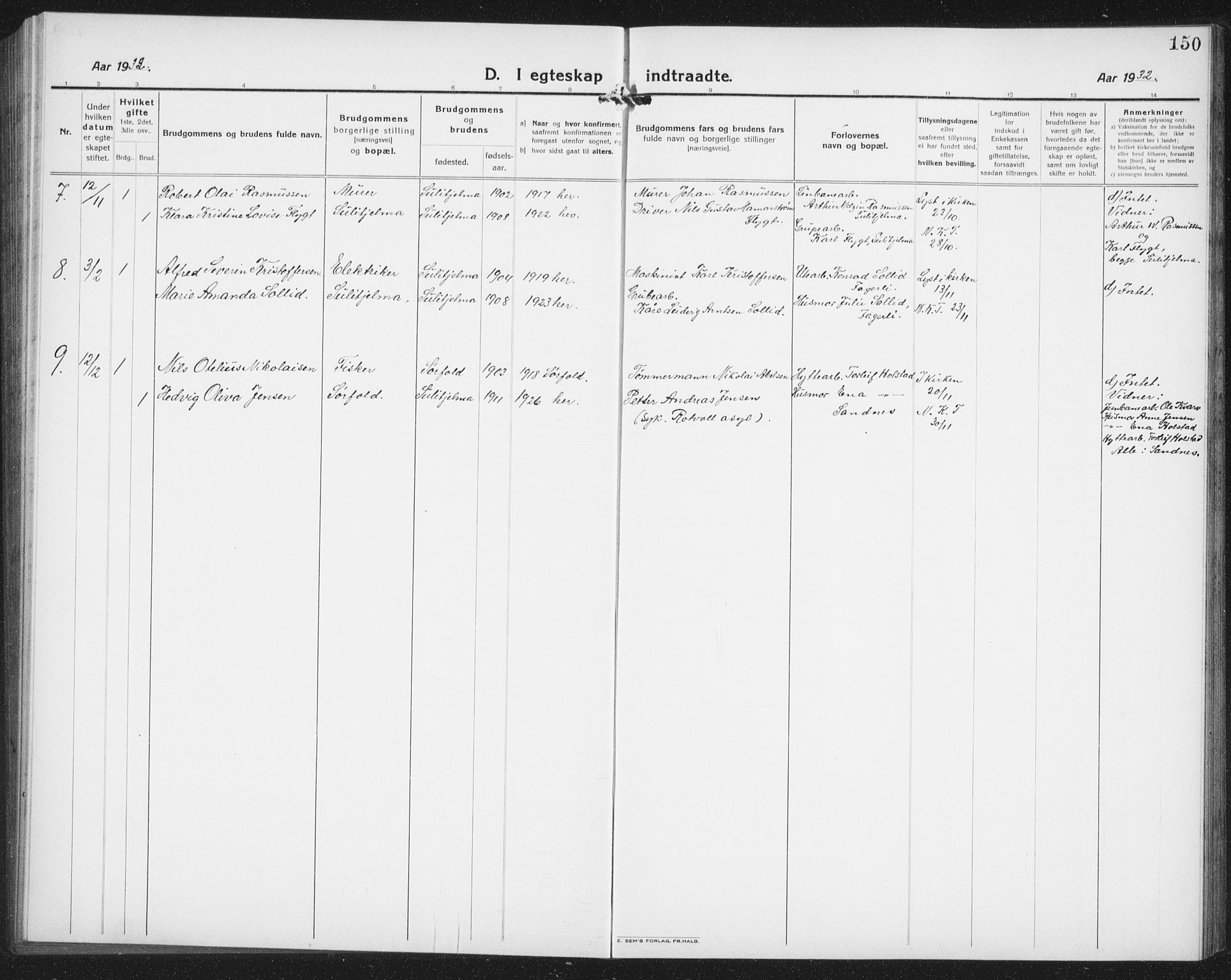 Ministerialprotokoller, klokkerbøker og fødselsregistre - Nordland, AV/SAT-A-1459/850/L0718: Parish register (copy) no. 850C02, 1921-1941, p. 150