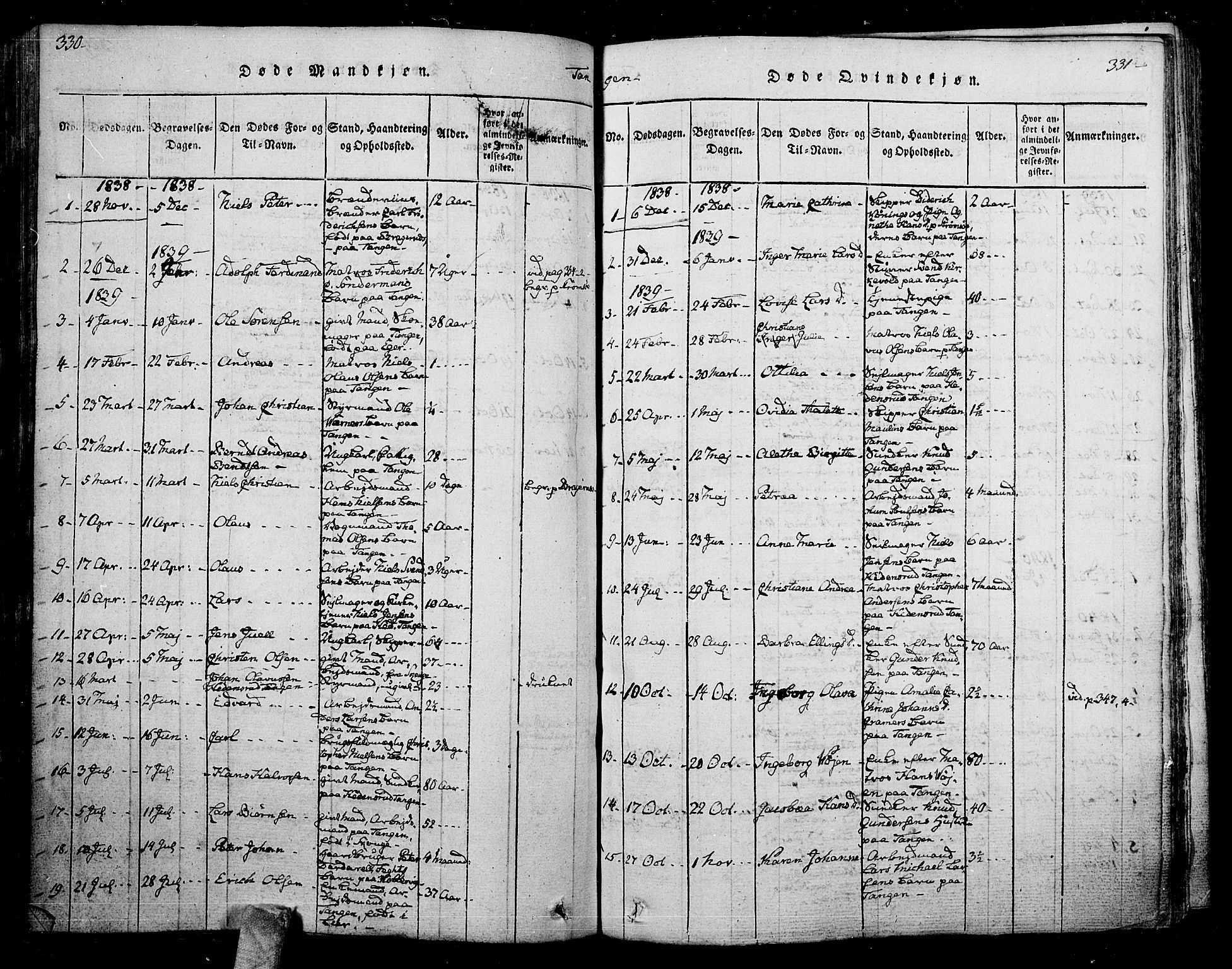 Skoger kirkebøker, AV/SAKO-A-59/F/Fa/L0002: Parish register (official) no. I 2 /2, 1814-1842, p. 330-331