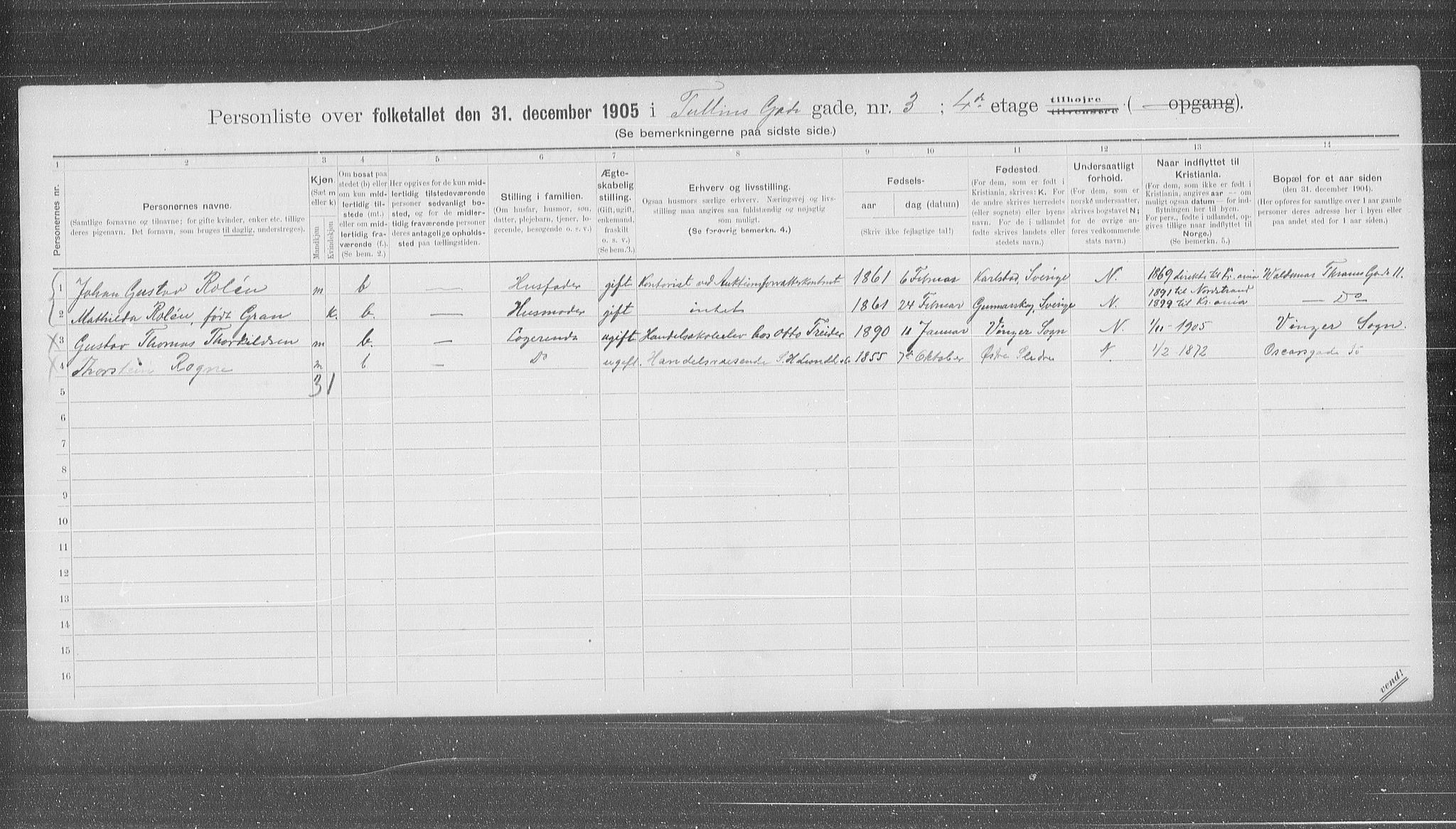 OBA, Municipal Census 1905 for Kristiania, 1905, p. 61646