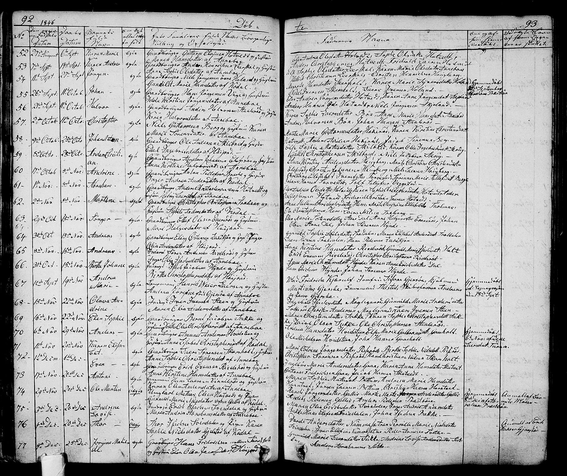 Andebu kirkebøker, AV/SAKO-A-336/G/Ga/L0003: Parish register (copy) no. I 3, 1832-1867, p. 92-93