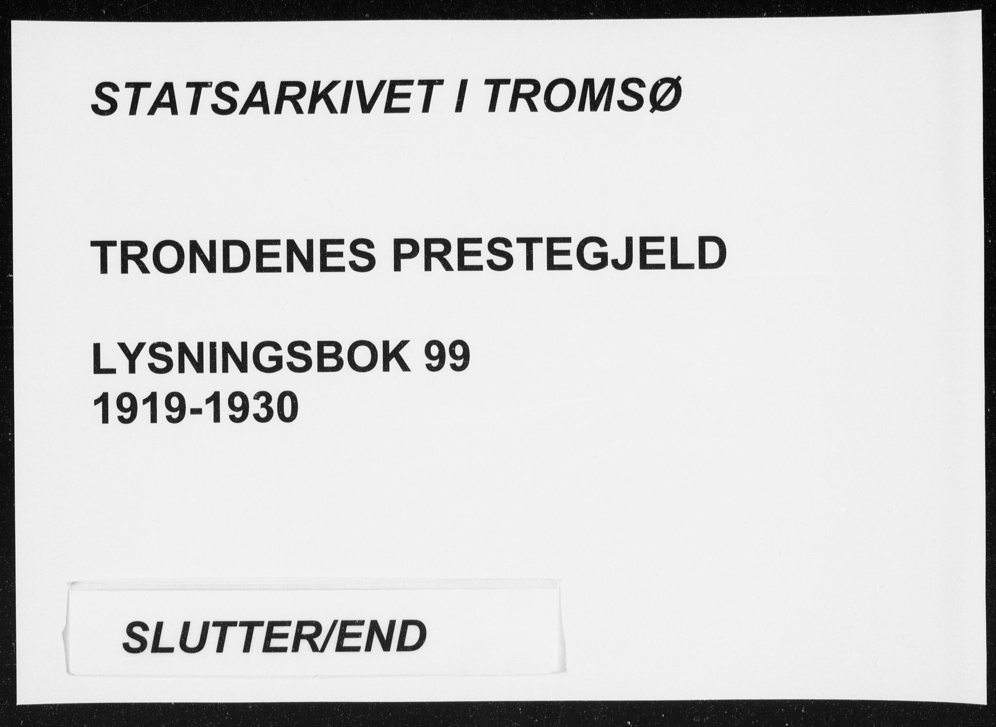 Trondenes sokneprestkontor, SATØ/S-1319/I/Ib/L0099: Banns register no. 99, 1919-1930