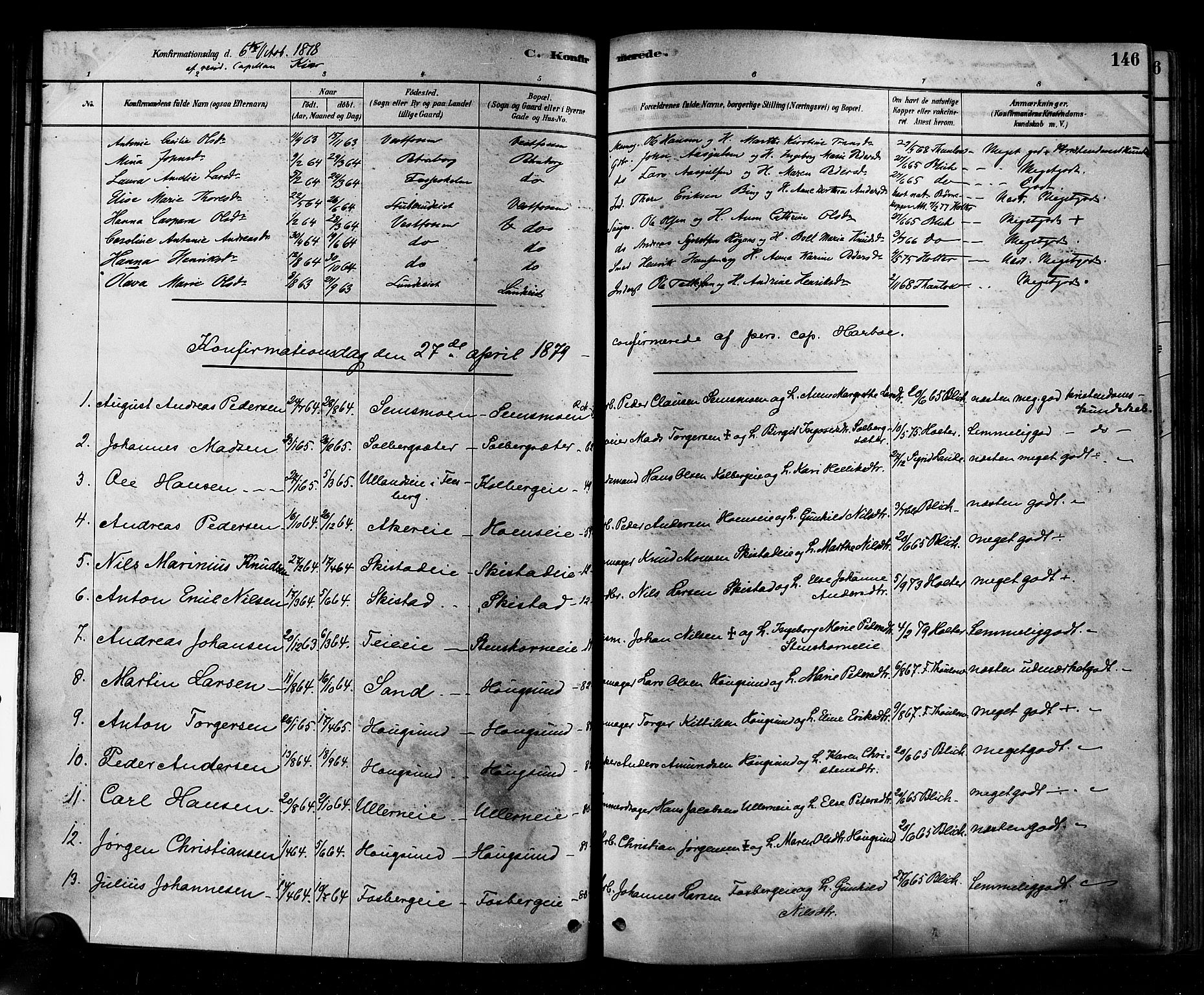 Eiker kirkebøker, SAKO/A-4/F/Fb/L0001: Parish register (official) no. II 1, 1878-1888, p. 146