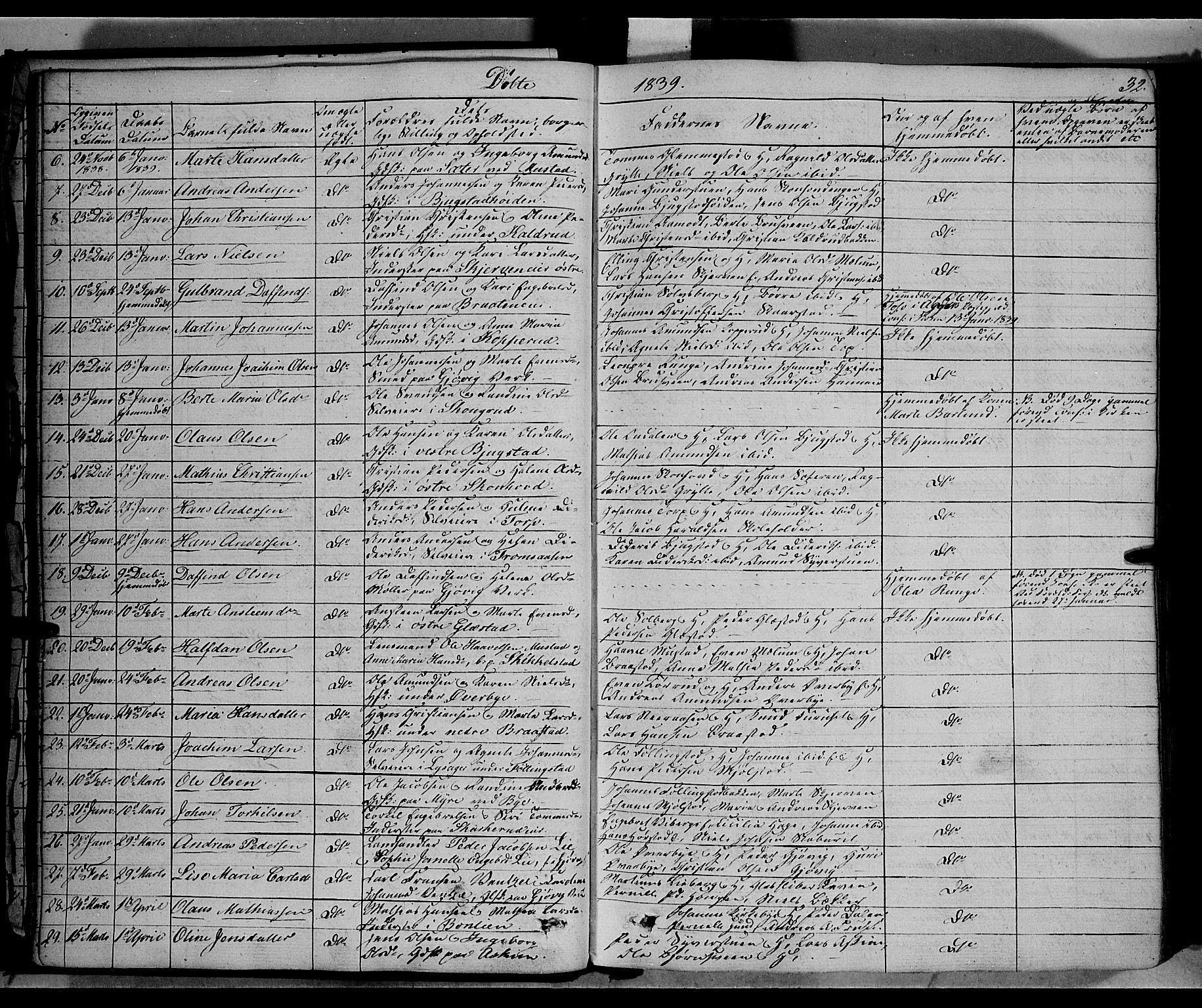 Vardal prestekontor, SAH/PREST-100/H/Ha/Haa/L0005: Parish register (official) no. 5, 1831-1853, p. 32