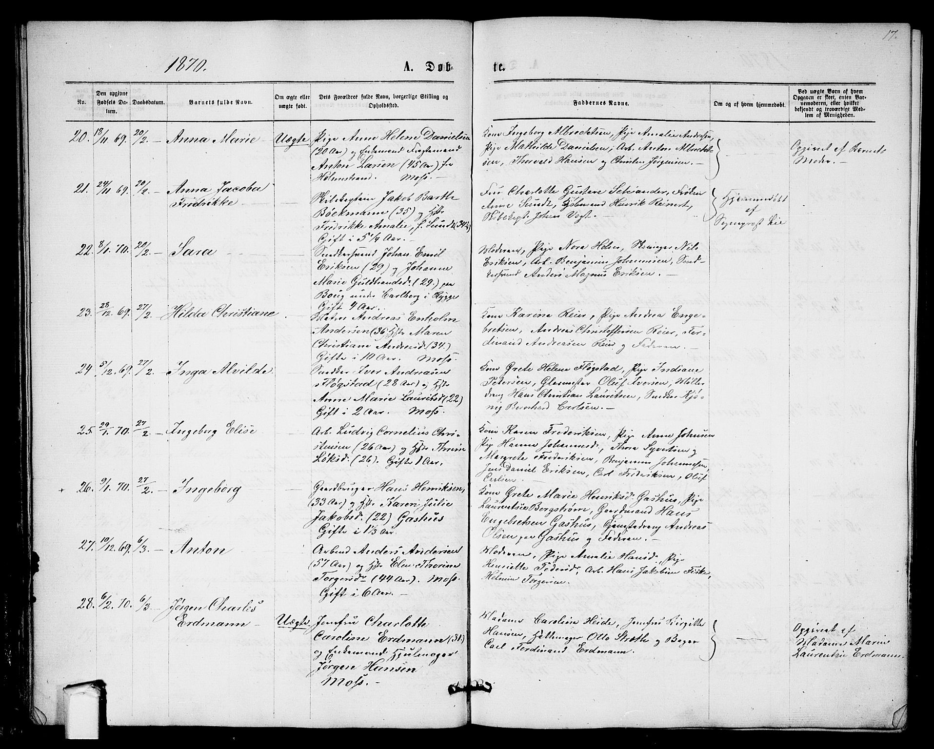 Moss prestekontor Kirkebøker, AV/SAO-A-2003/G/Ga/L0004: Parish register (copy) no.  I 4, 1869-1877, p. 17