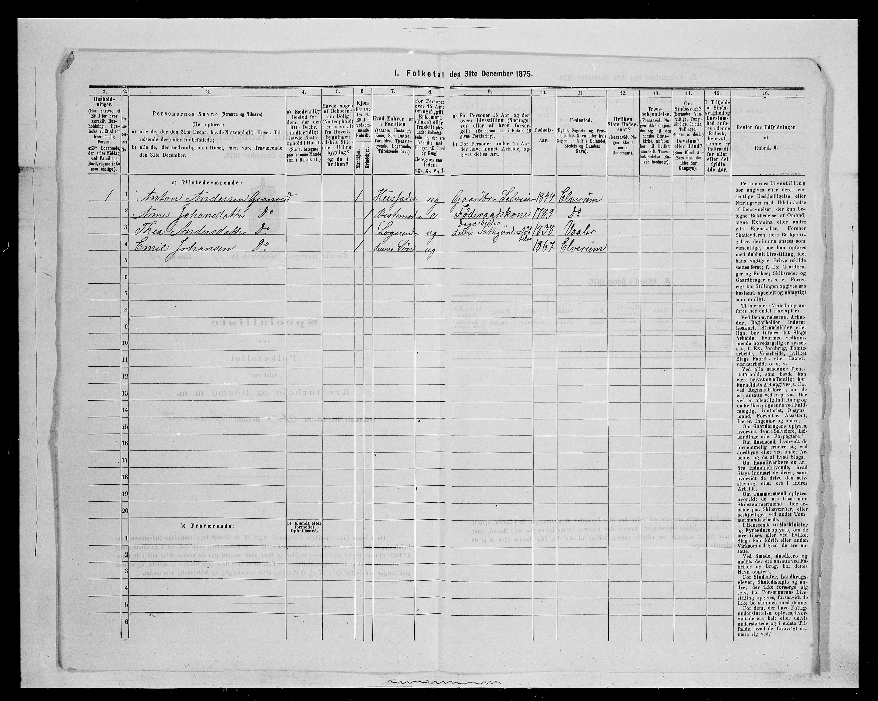 SAH, 1875 census for 0427P Elverum, 1875, p. 2291