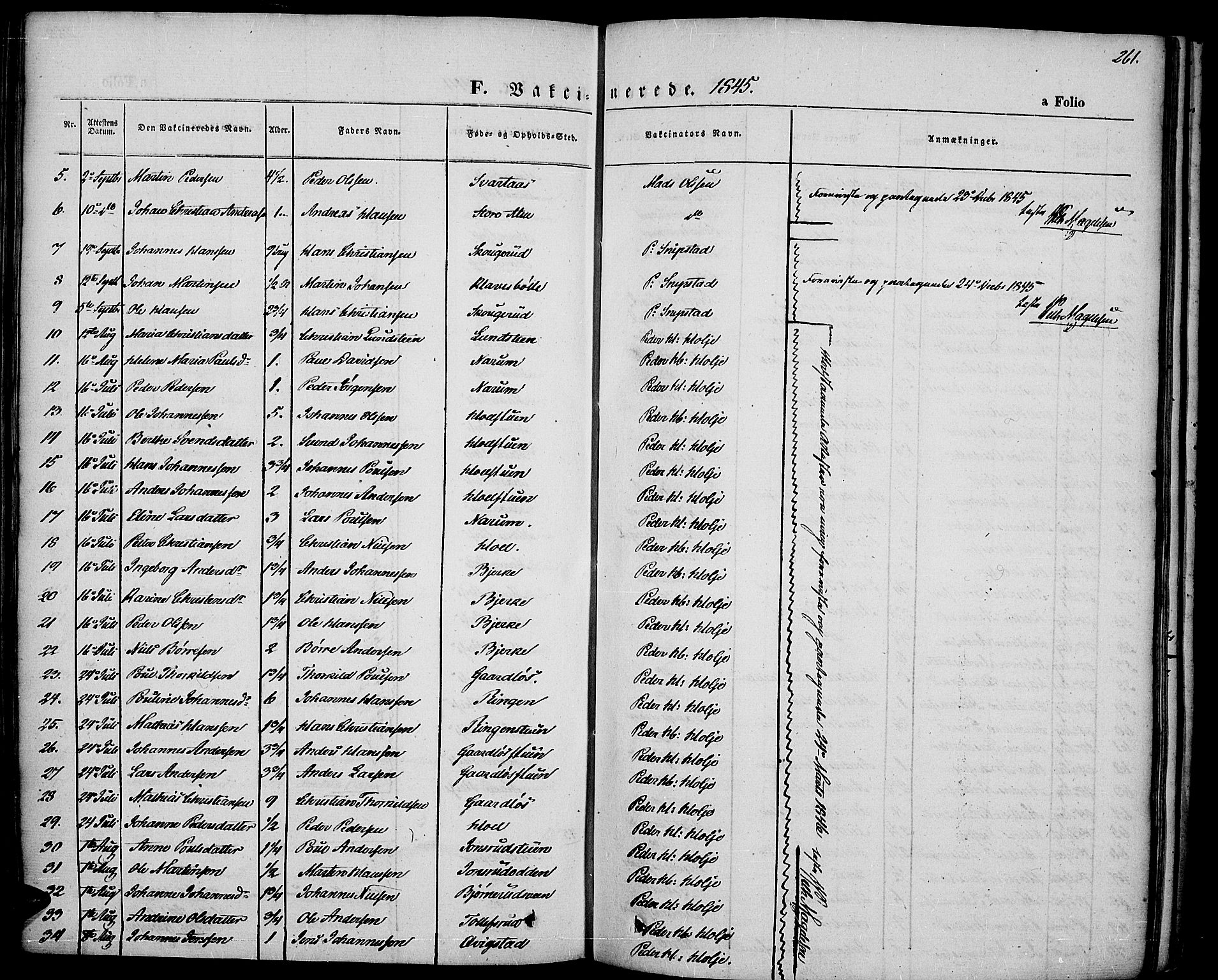 Vestre Toten prestekontor, AV/SAH-PREST-108/H/Ha/Haa/L0004: Parish register (official) no. 4, 1844-1849, p. 261