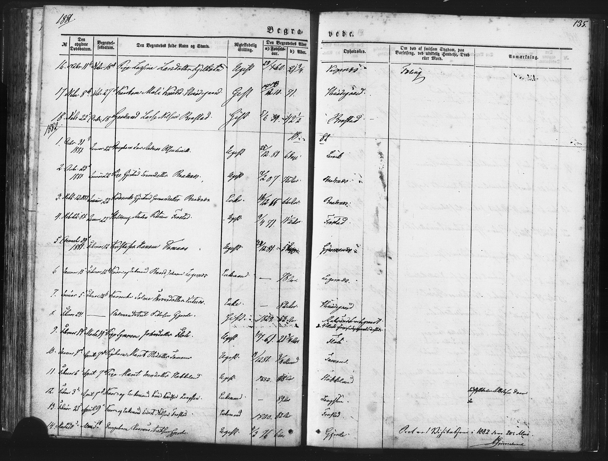 Ministerialprotokoller, klokkerbøker og fødselsregistre - Møre og Romsdal, AV/SAT-A-1454/539/L0530: Parish register (official) no. 539A03, 1872-1886, p. 135