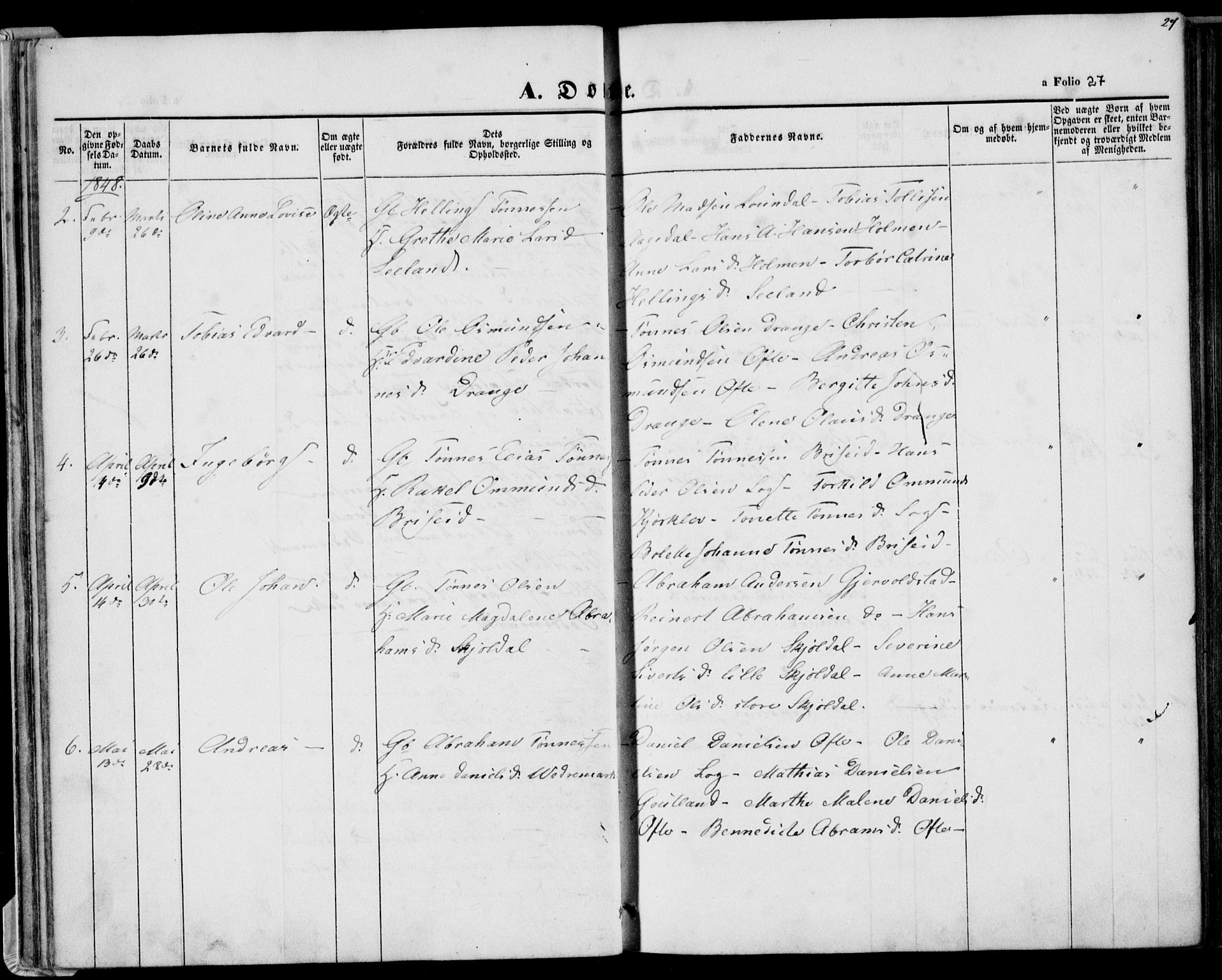 Herad sokneprestkontor, AV/SAK-1111-0018/F/Fa/Faa/L0004: Parish register (official) no. A 4, 1844-1853, p. 27