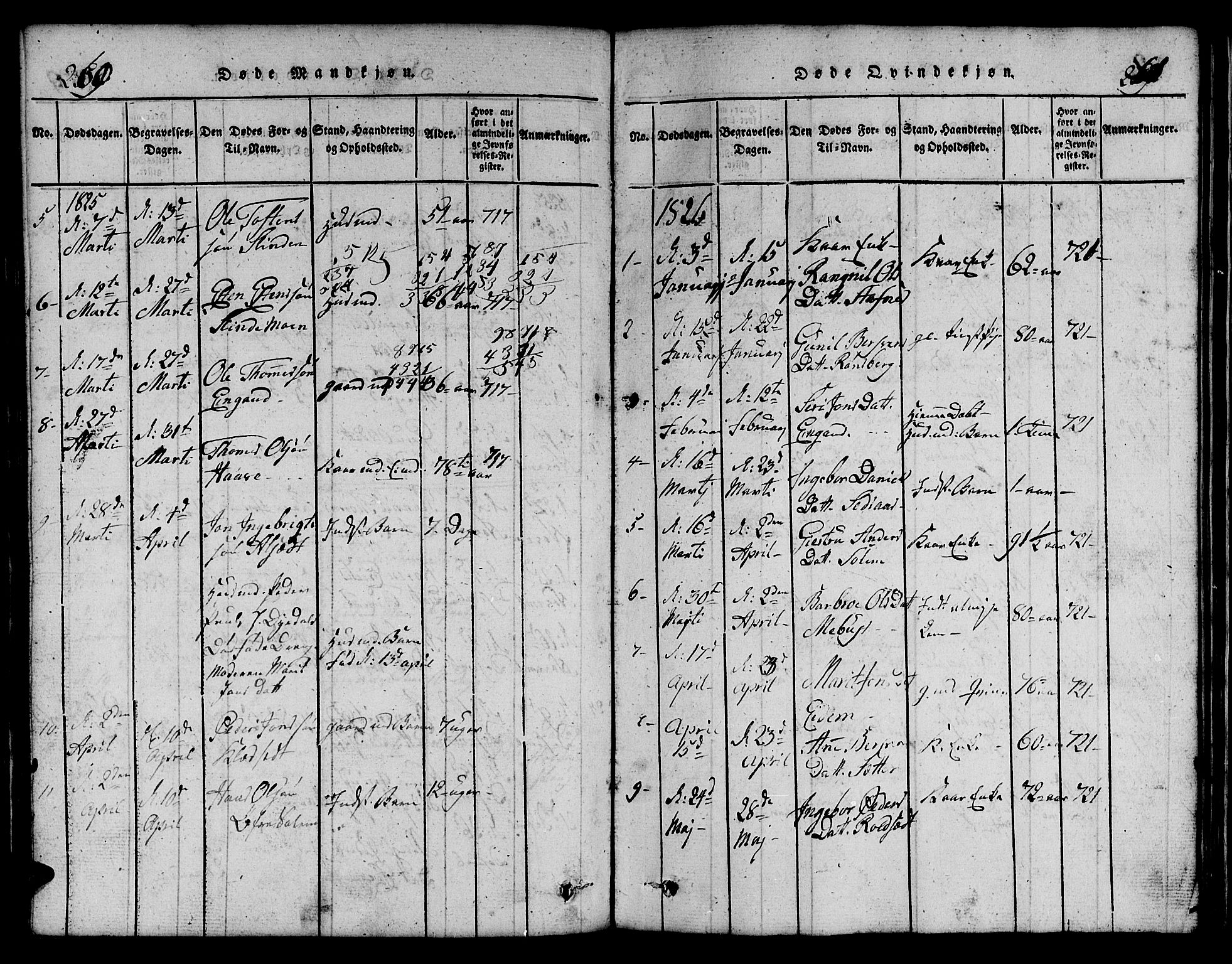 Ministerialprotokoller, klokkerbøker og fødselsregistre - Sør-Trøndelag, AV/SAT-A-1456/695/L1152: Parish register (copy) no. 695C03, 1816-1831, p. 260-261