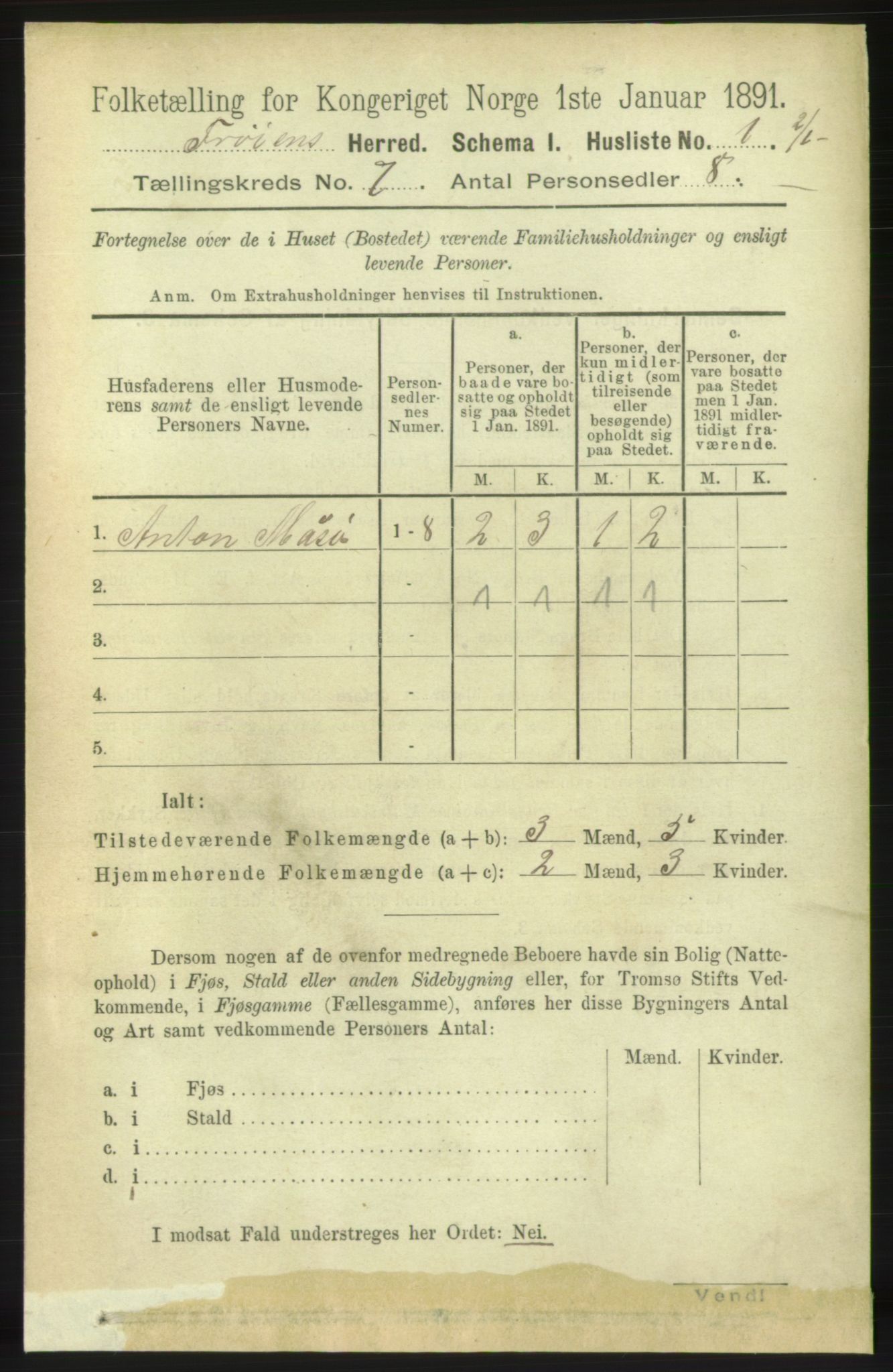 RA, 1891 census for 1619 Frøya, 1891, p. 4922