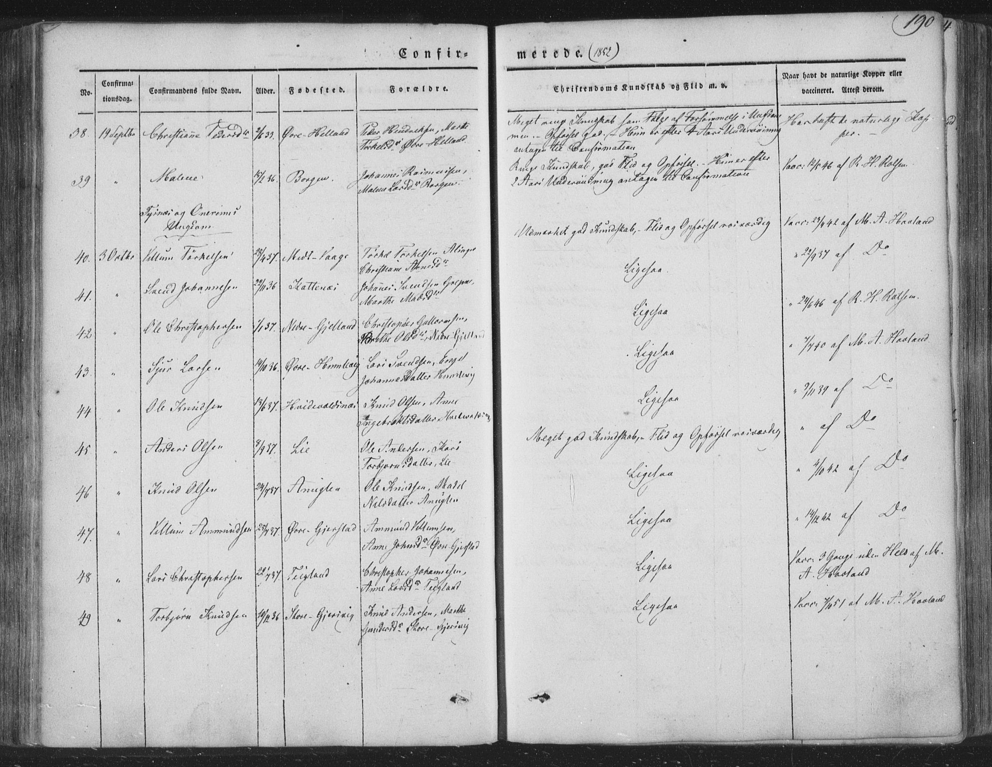 Tysnes sokneprestembete, AV/SAB-A-78601/H/Haa: Parish register (official) no. A 10, 1848-1859, p. 190