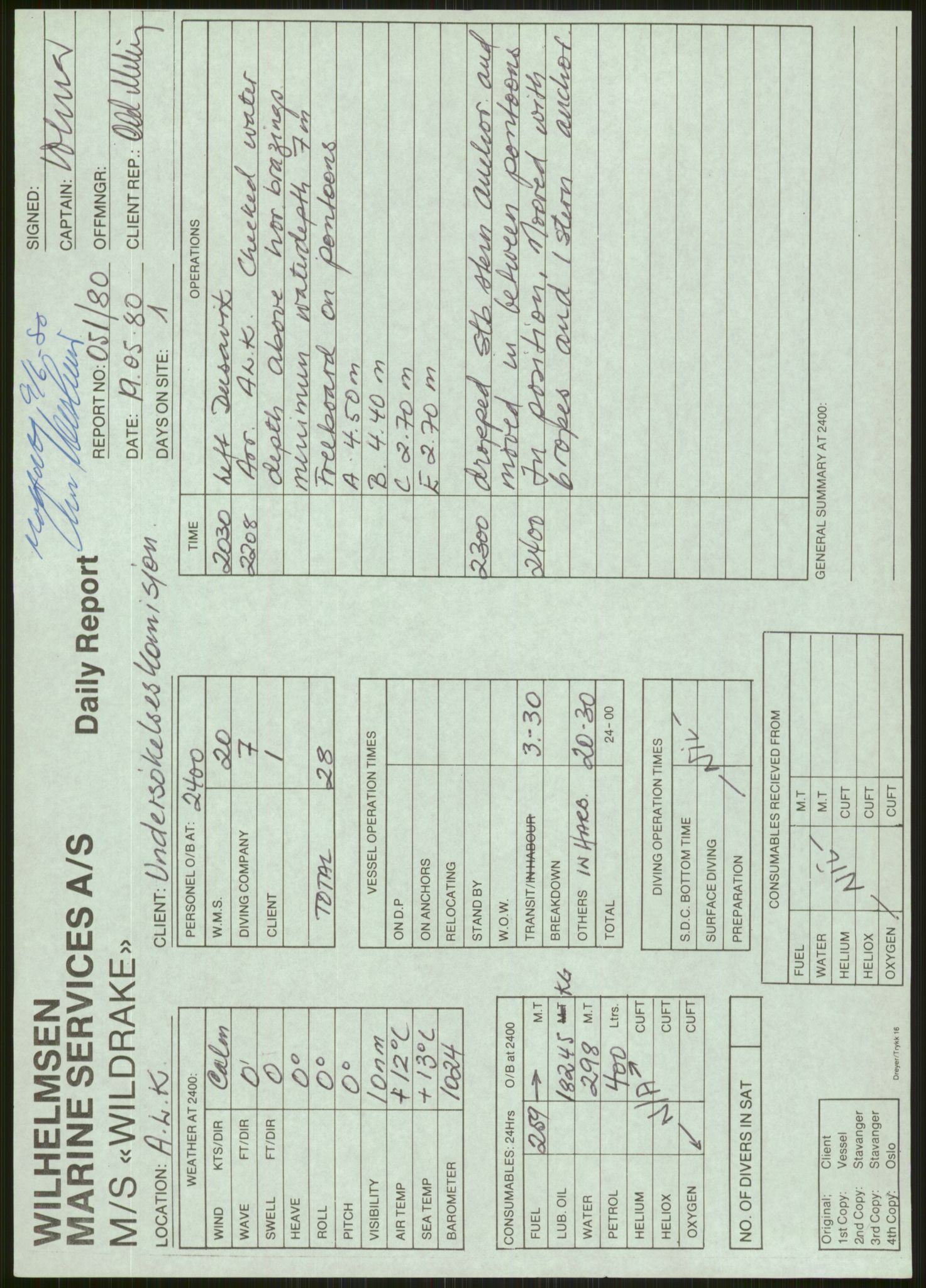 Justisdepartementet, Granskningskommisjonen ved Alexander Kielland-ulykken 27.3.1980, AV/RA-S-1165/D/L0006: A Alexander L. Kielland (Doku.liste + A3-A6, A11-A13, A18-A20-A21, A23, A31 av 31)/Dykkerjournaler, 1980-1981, p. 535