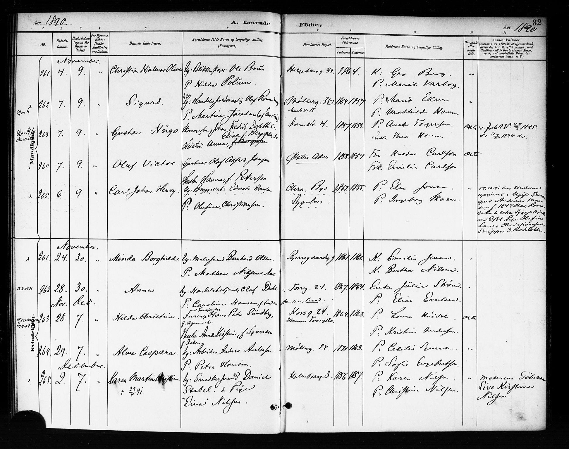 Rikshospitalet prestekontor Kirkebøker, SAO/A-10309b/F/L0008: Parish register (official) no. 8, 1890-1893, p. 32