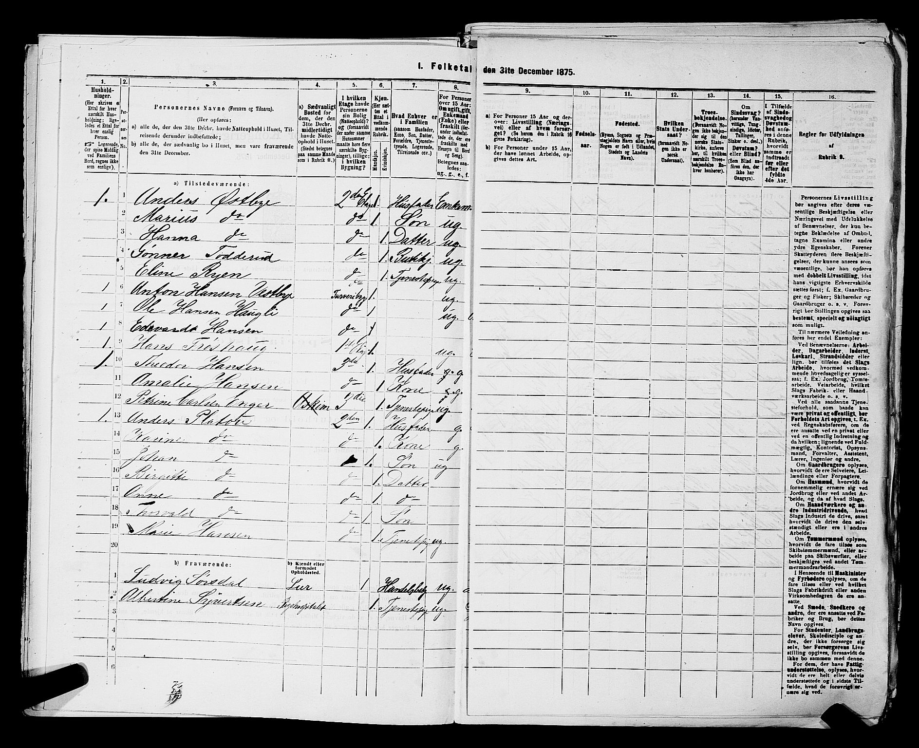 RA, 1875 census for 0301 Kristiania, 1875, p. 2010