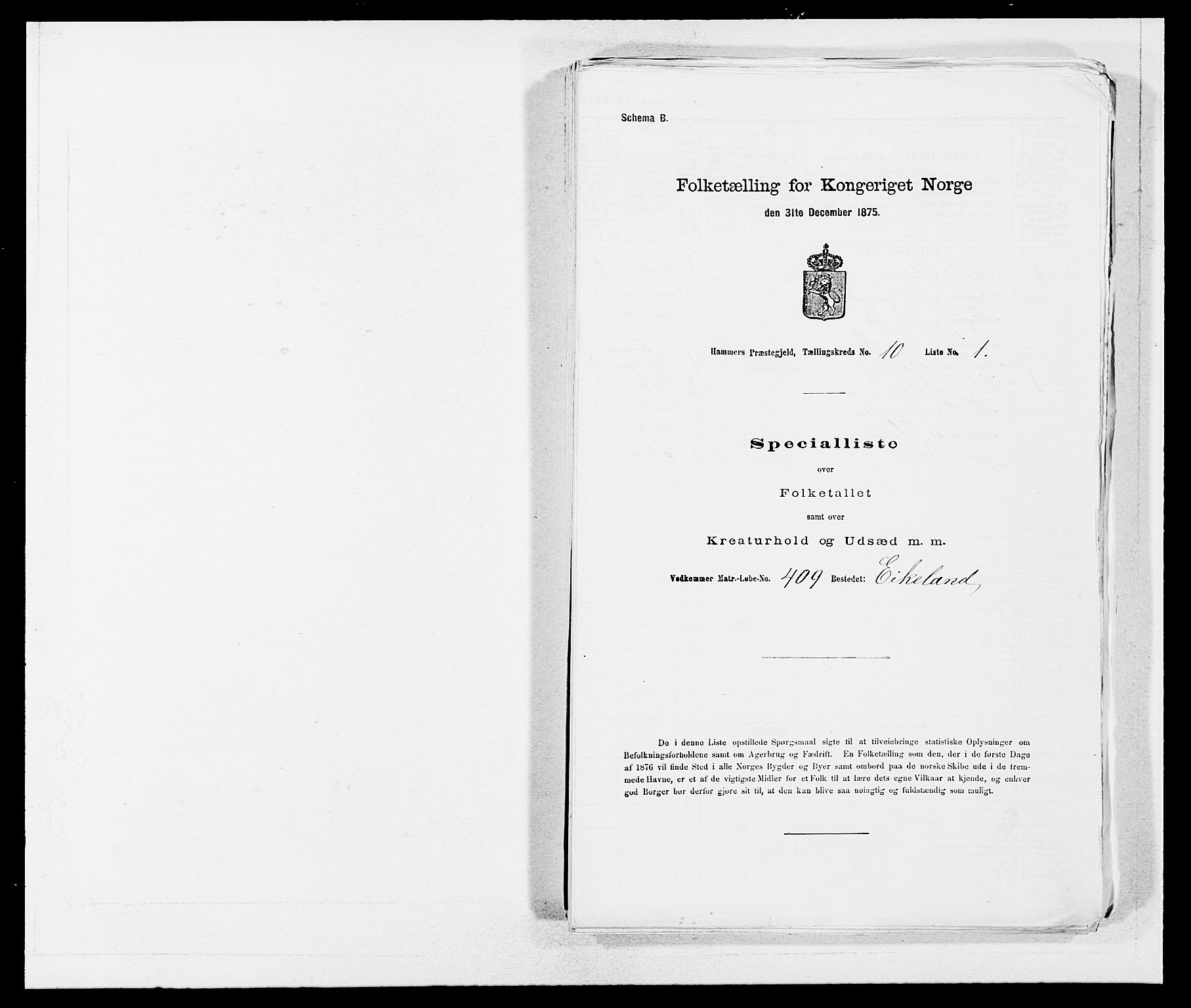 SAB, 1875 census for 1254P Hamre, 1875, p. 1297