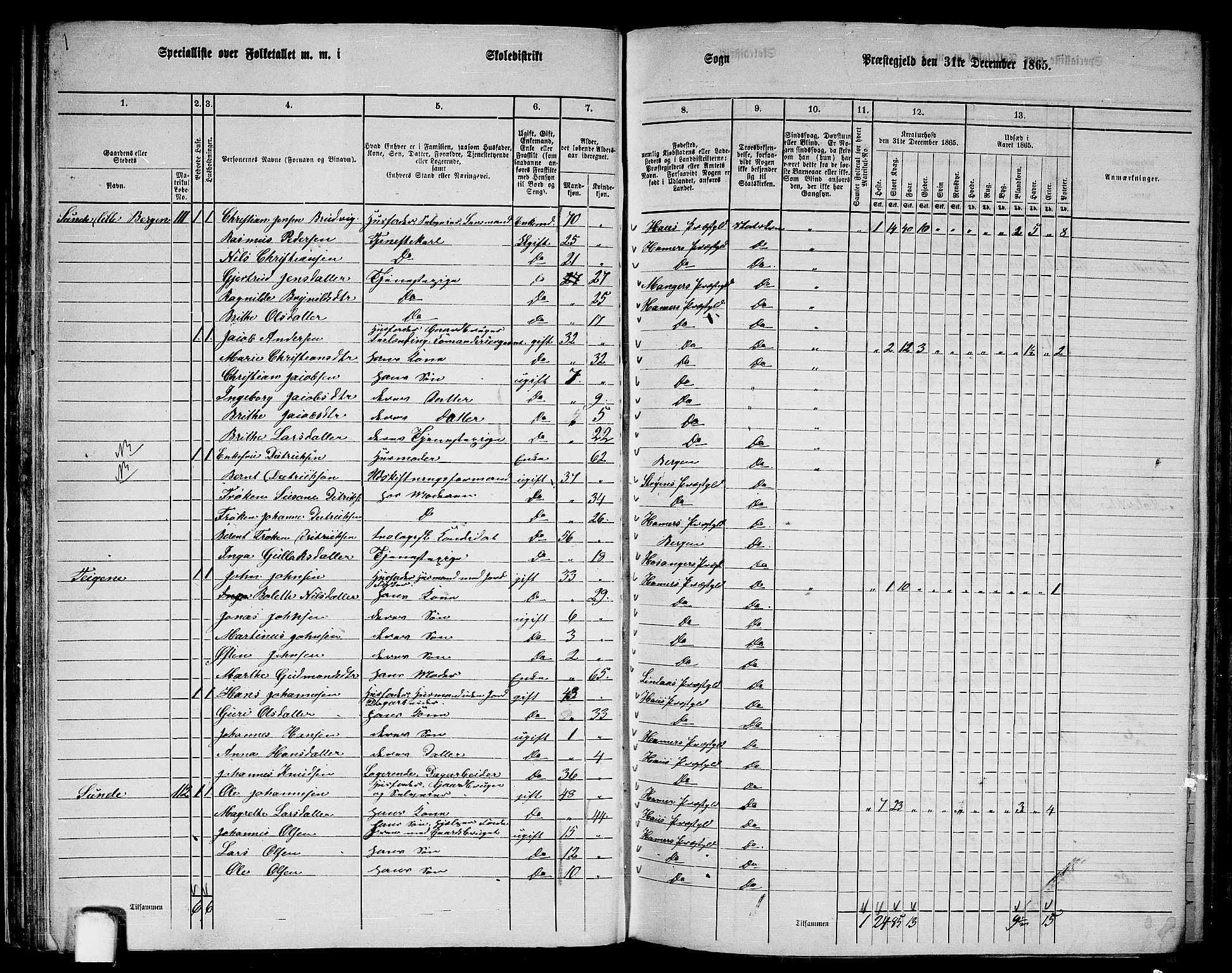 RA, 1865 census for Hamre, 1865, p. 50