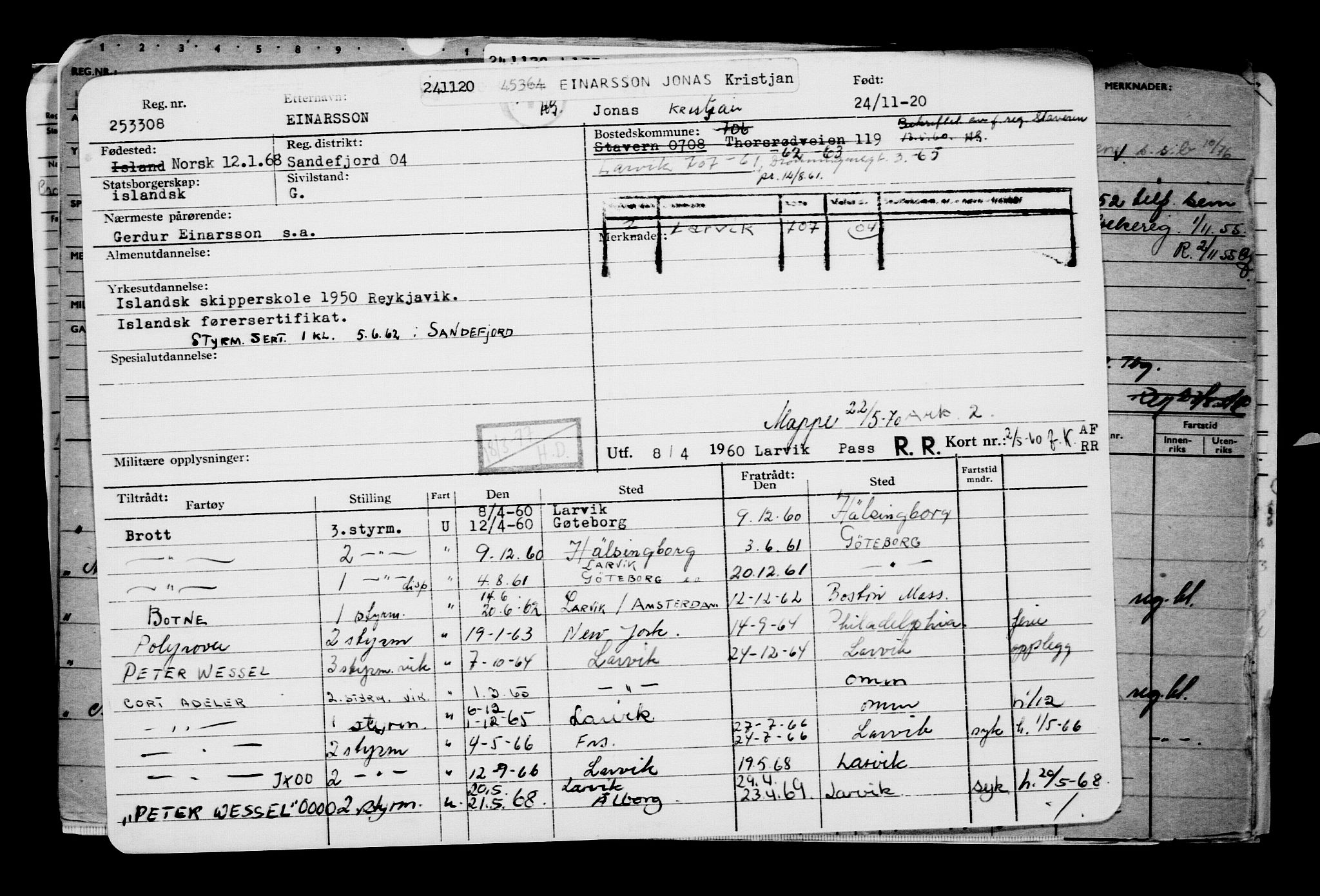 Direktoratet for sjømenn, AV/RA-S-3545/G/Gb/L0187: Hovedkort, 1920, p. 534