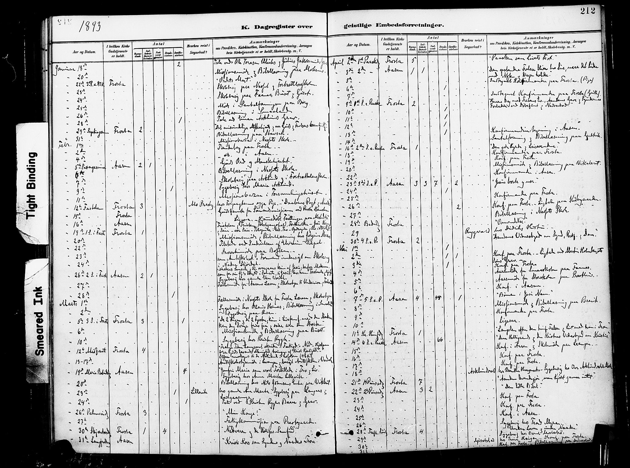 Ministerialprotokoller, klokkerbøker og fødselsregistre - Nord-Trøndelag, AV/SAT-A-1458/713/L0121: Parish register (official) no. 713A10, 1888-1898, p. 212