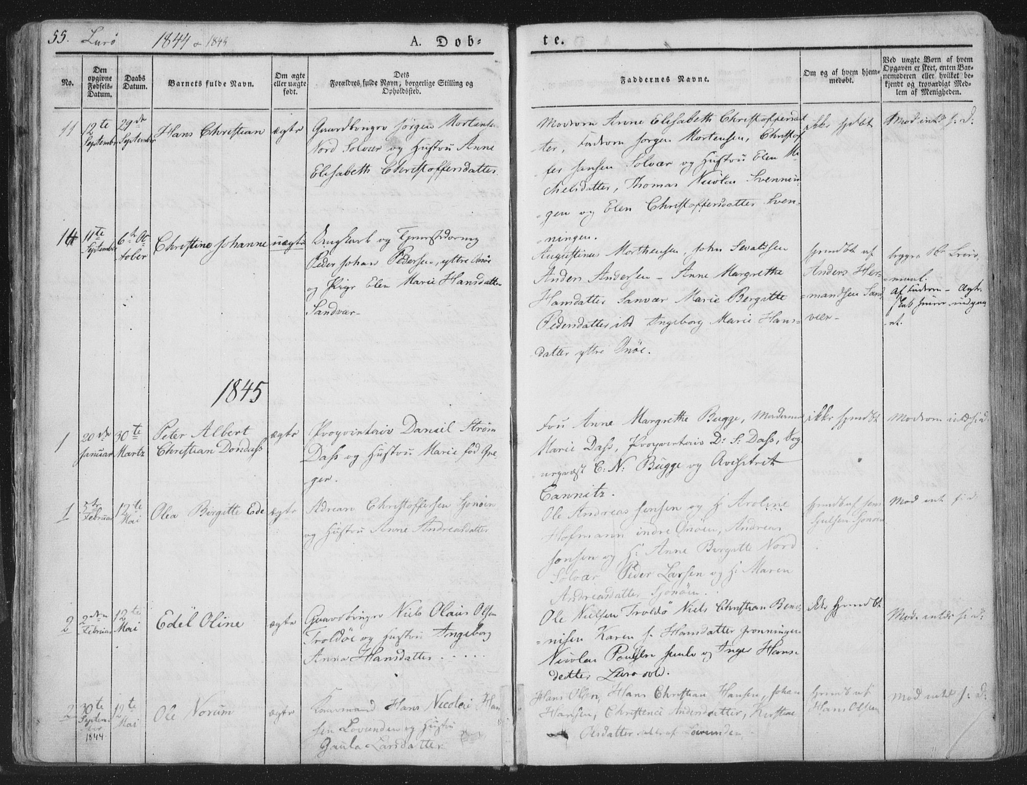 Ministerialprotokoller, klokkerbøker og fødselsregistre - Nordland, SAT/A-1459/839/L0565: Parish register (official) no. 839A02, 1825-1862, p. 55