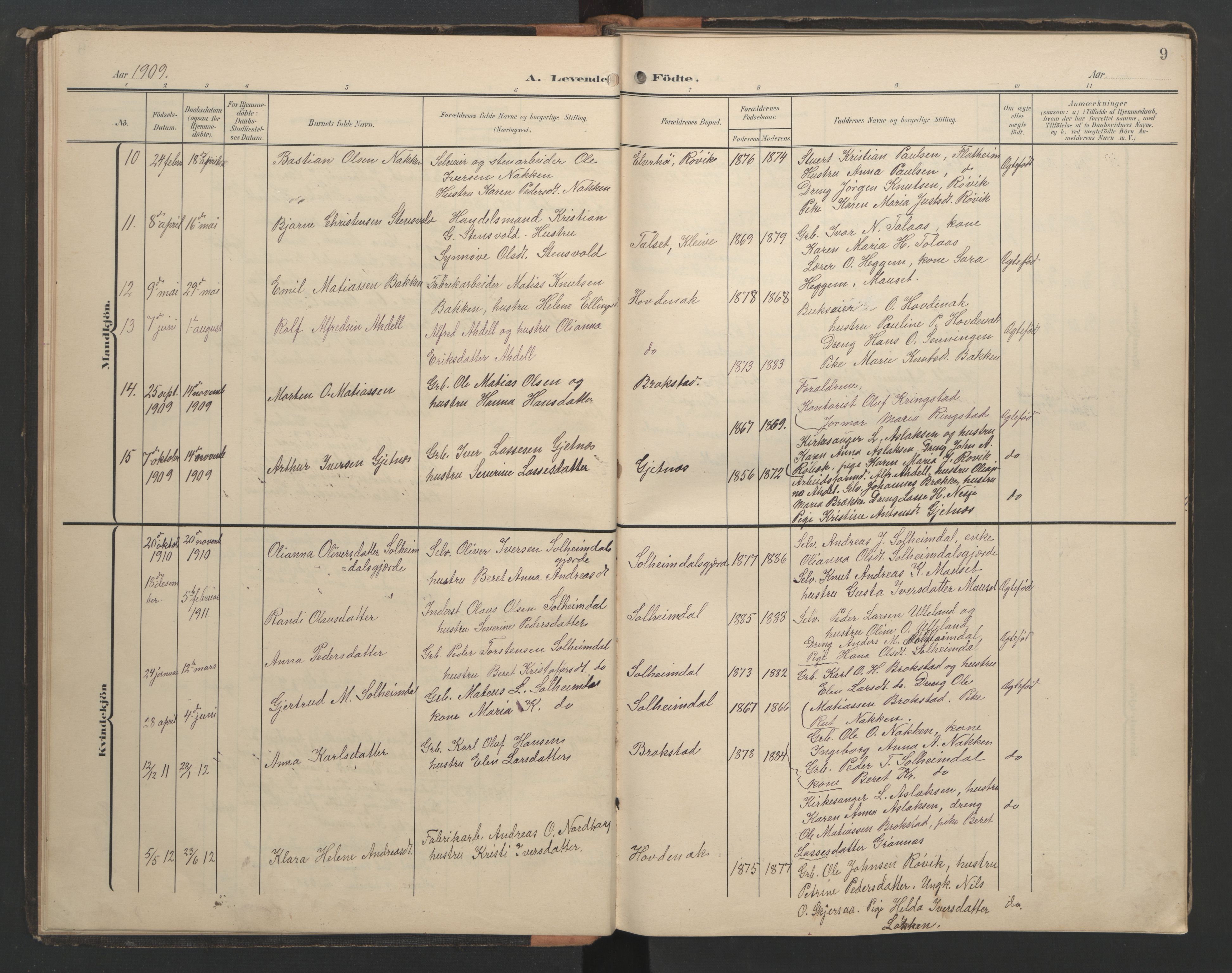 Ministerialprotokoller, klokkerbøker og fødselsregistre - Møre og Romsdal, AV/SAT-A-1454/556/L0677: Parish register (copy) no. 556C01, 1907-1953, p. 9