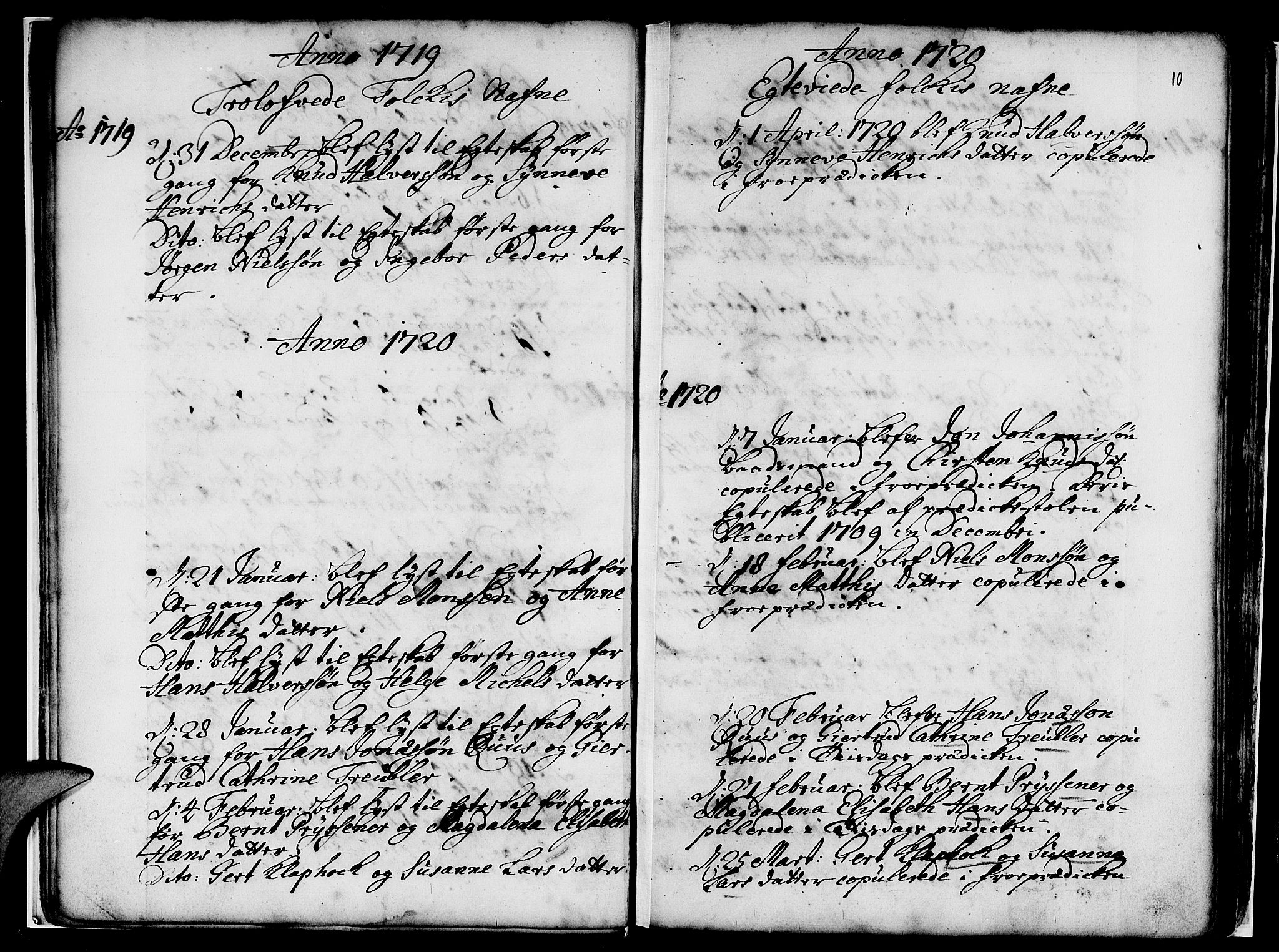 Nykirken Sokneprestembete, SAB/A-77101/H/Haa/L0007: Parish register (official) no. A 7, 1719-1781, p. 10