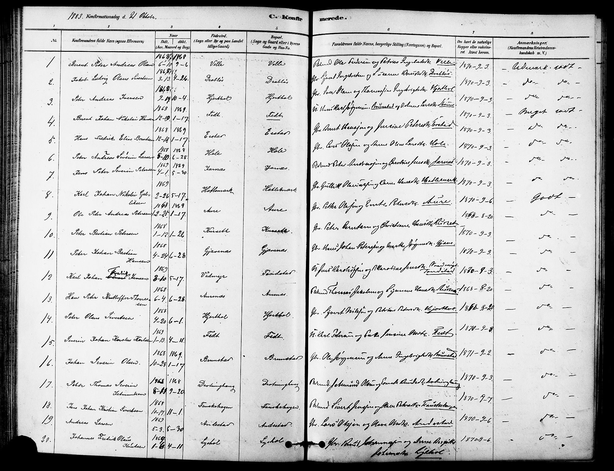 Ministerialprotokoller, klokkerbøker og fødselsregistre - Møre og Romsdal, AV/SAT-A-1454/523/L0334: Parish register (official) no. 523A01, 1878-1891